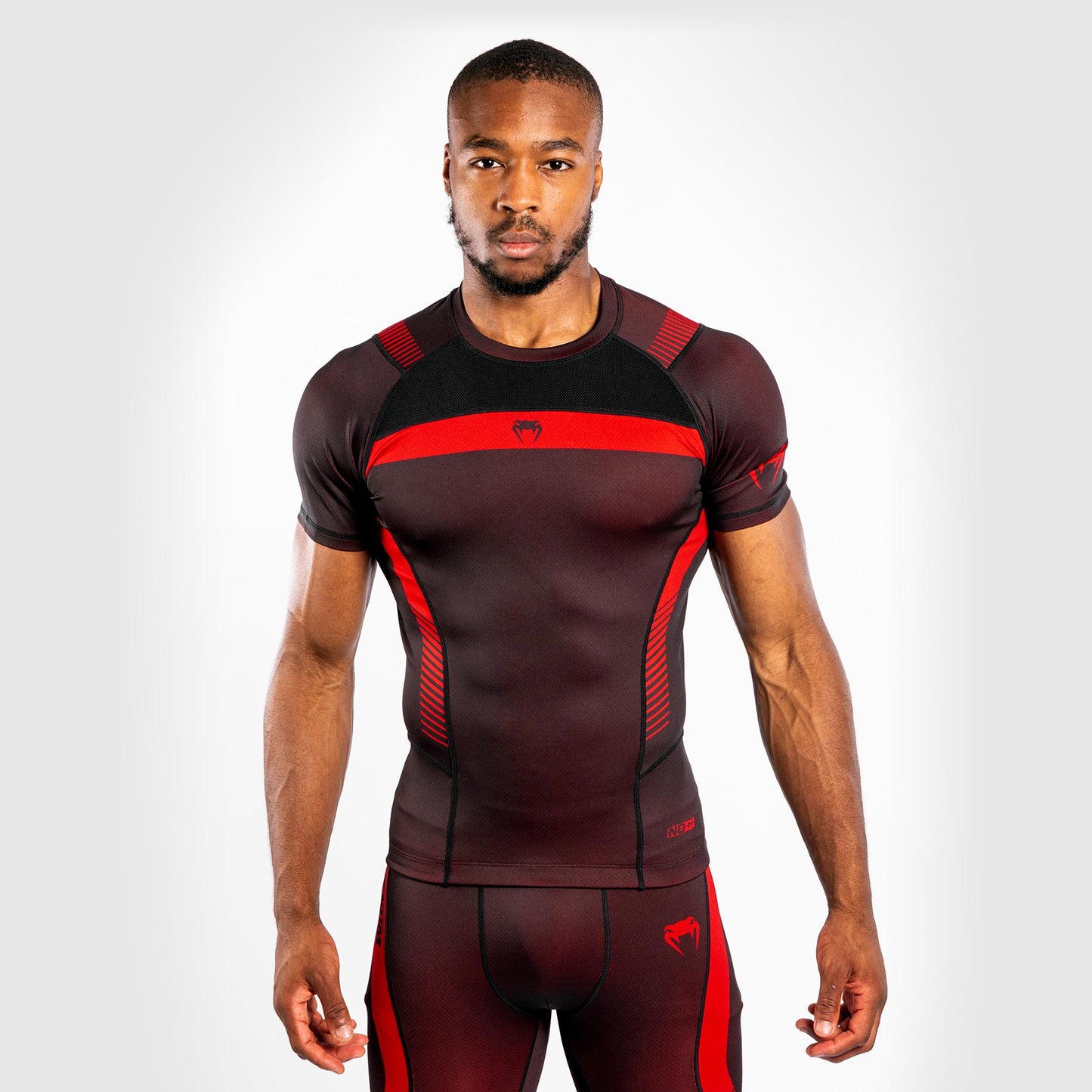 T-shirt a compressione Venum No Gi 3.0 - Maniche corte - Nero/Rosso