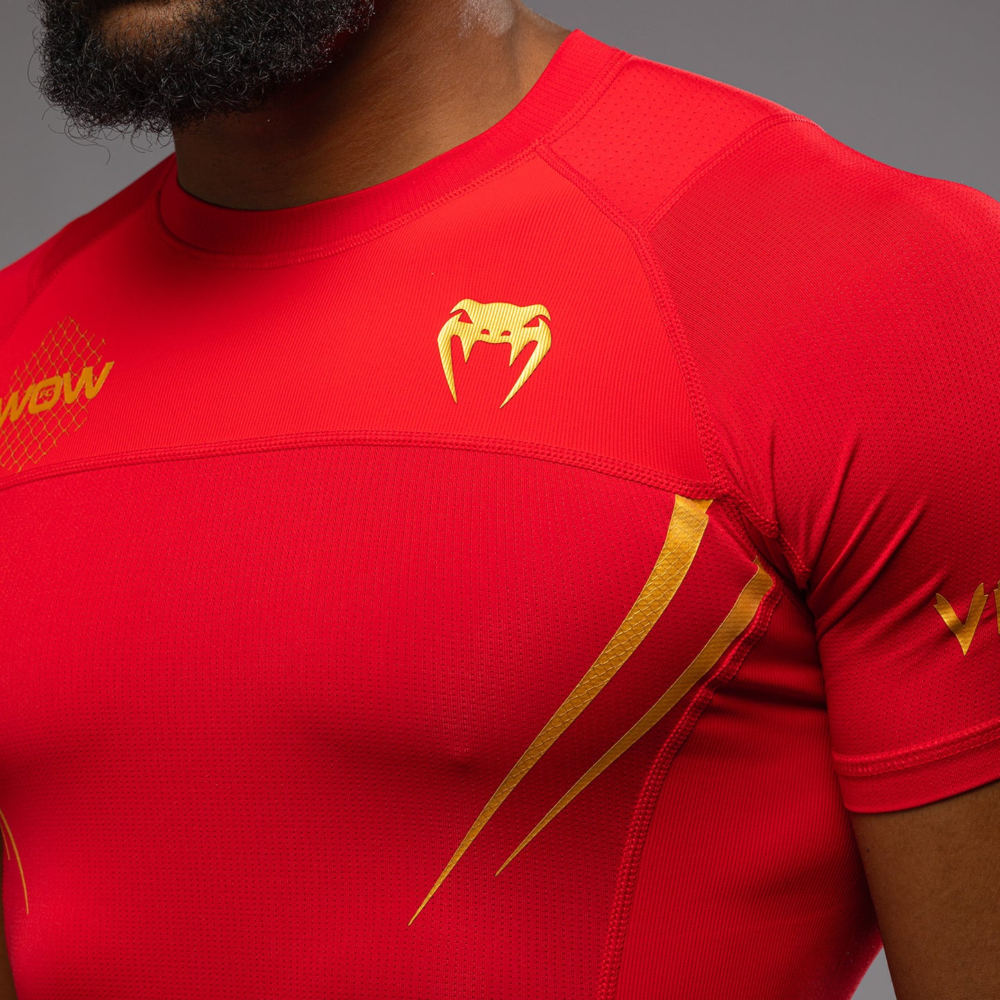 Venum x WOW FC Maglietta a Maniche Corte Rashguard - Fury Red/ Gold