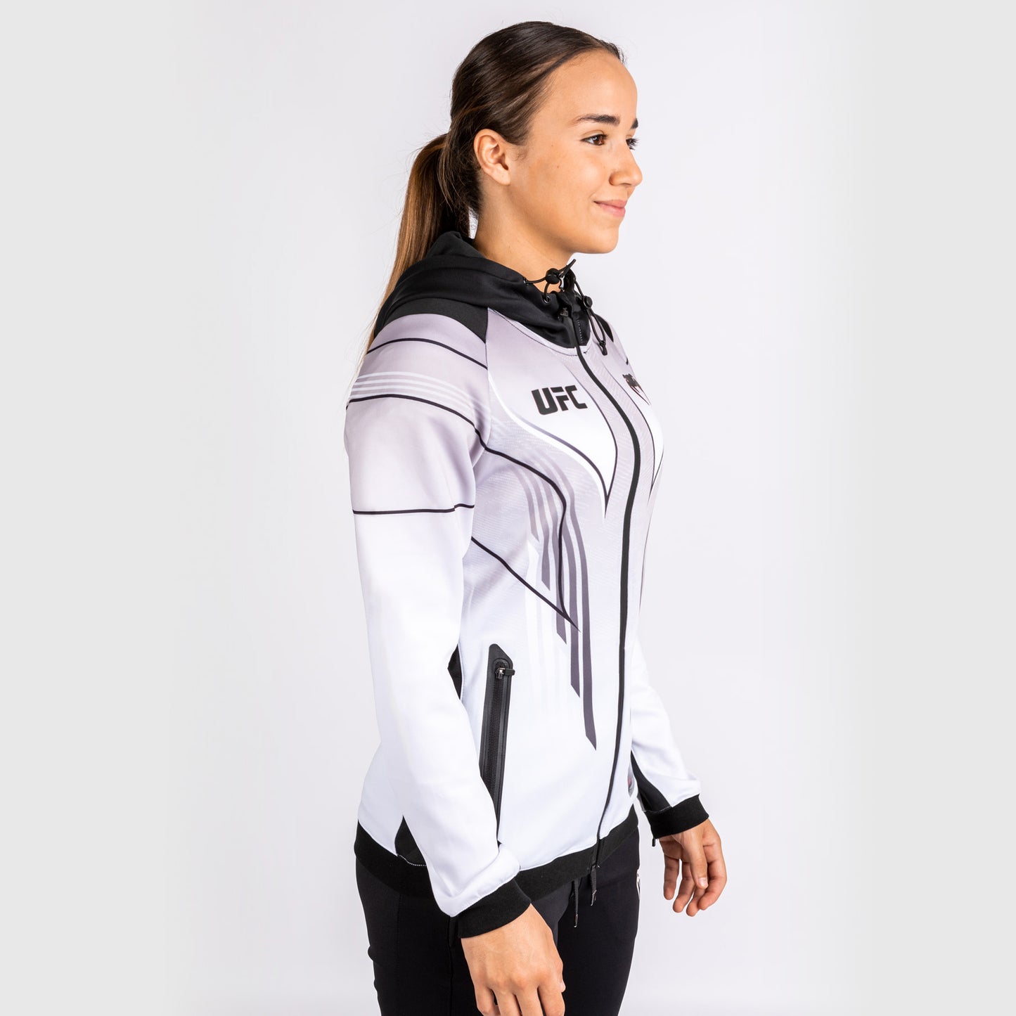 Felpa con cappuccio UFC Venum personalizzata Authentic Fight Night 2.0 Donna - Bianco