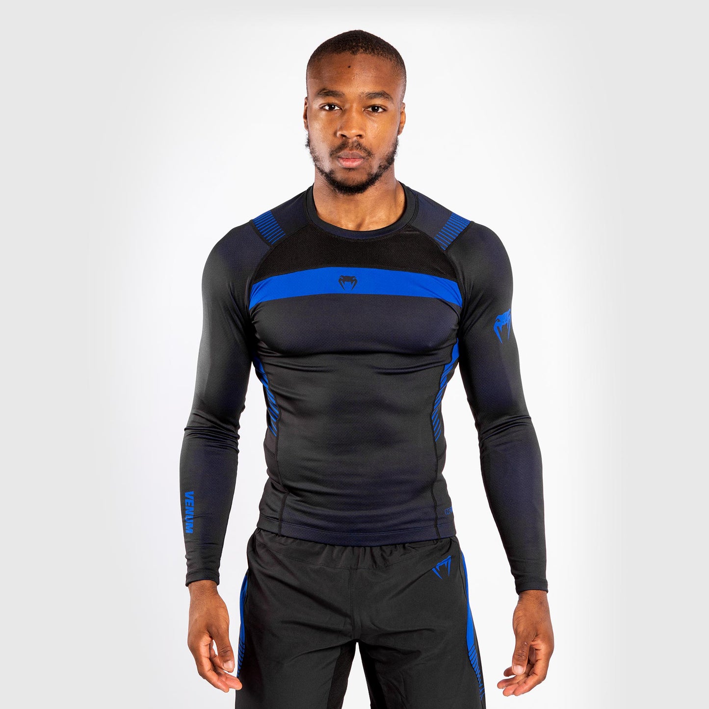 T-shirt a compressione Venum No Gi 3.0 - Maniche lunghe - Nero/Blu