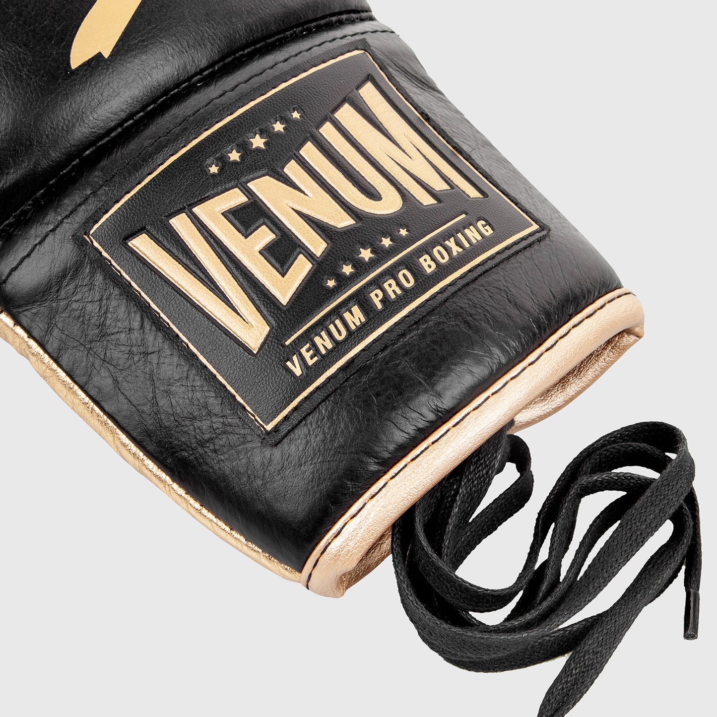 Guantoni da boxe professionali Venum Hammer con lacci - Nero/Oro
