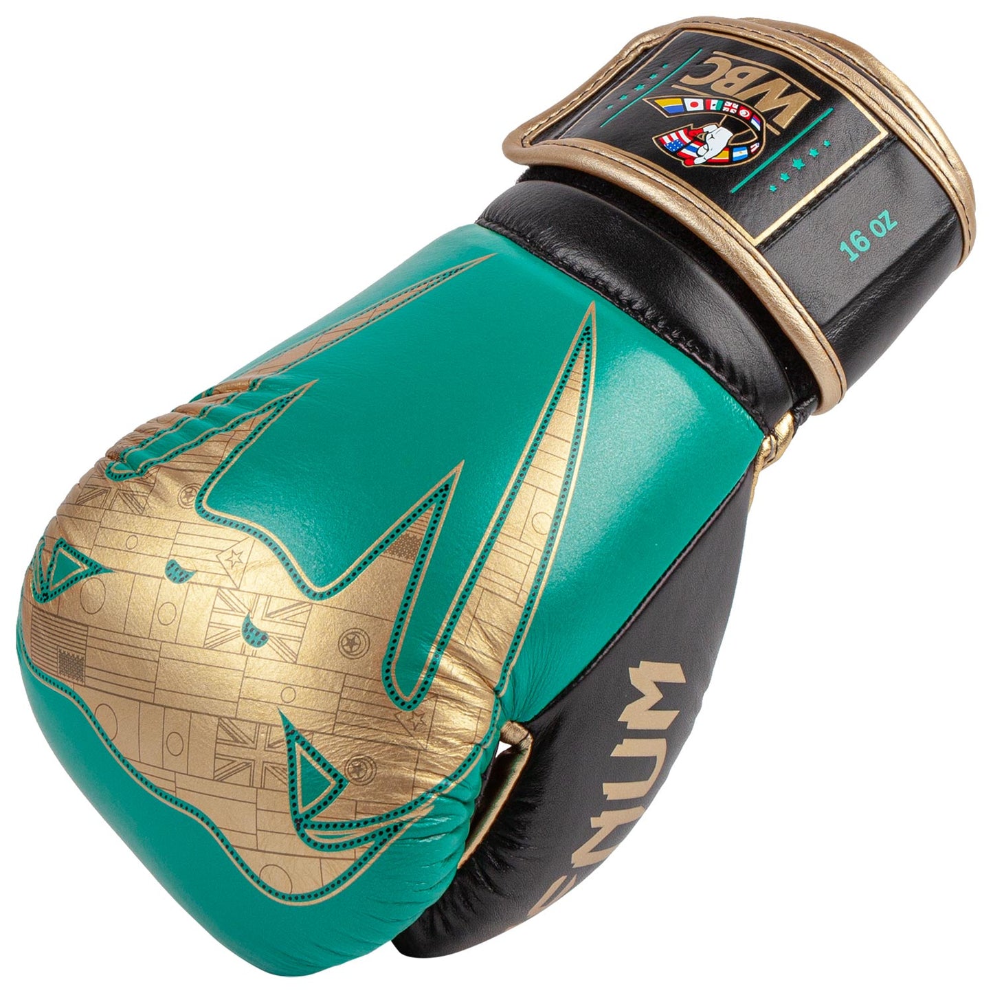 Guantoni da boxe professionali Venum Giant 2.0 - Edizione limitata WBC - Velcro - Verde metallizzato/Oro