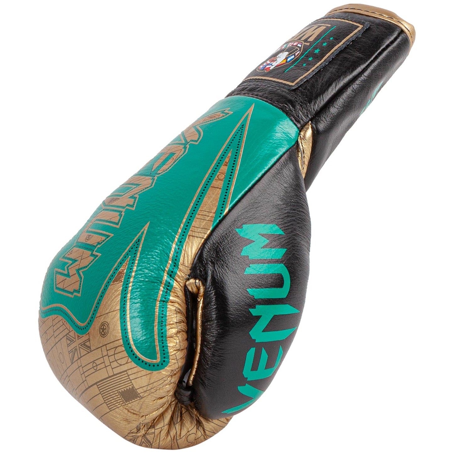 Guantoni da boxe professionali Venum Hammer – Edizione limitata WBC - Lacci - Verde metallizzato/Oro