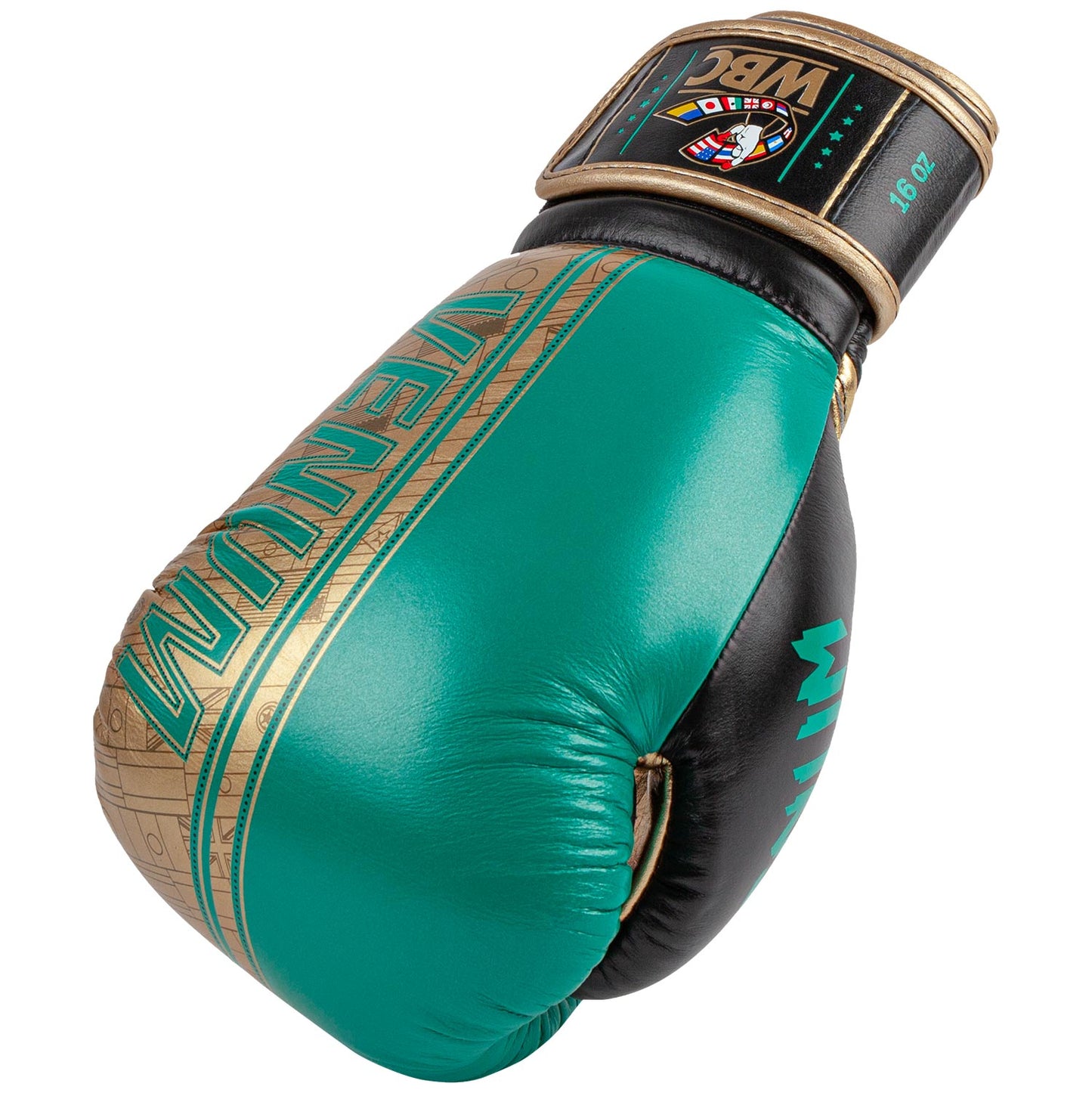 Guantoni da boxe professionali Venum Shield – Edizione limitata WBC - Velcro - Verde metallizzato/Oro