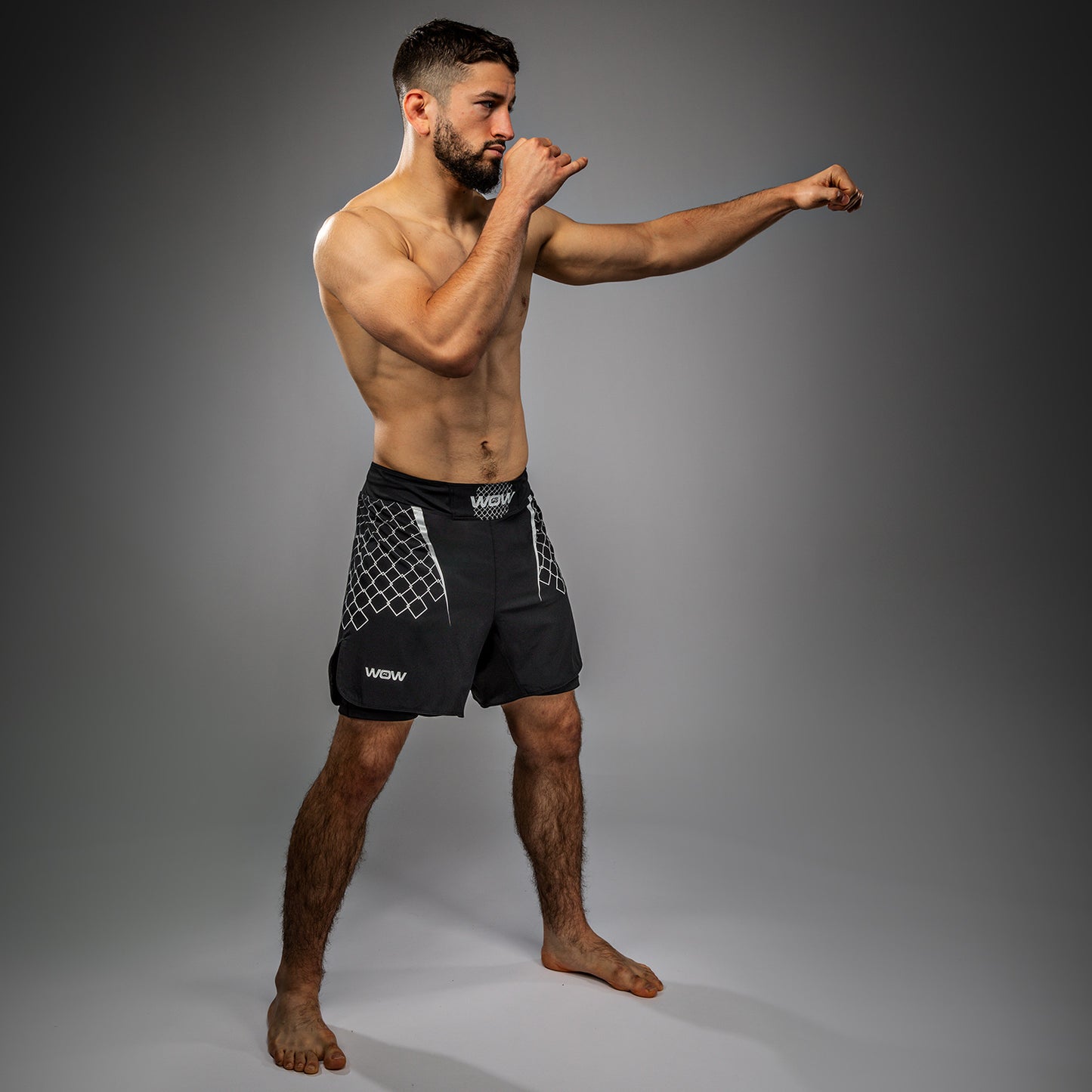 Venum x WOW FC Pantaloni da Combattimento da Uomo - Nero/ Grigio Argento