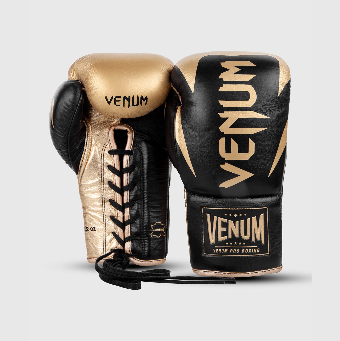 Guantoni da boxe professionali Venum Hammer con lacci - Nero/Oro