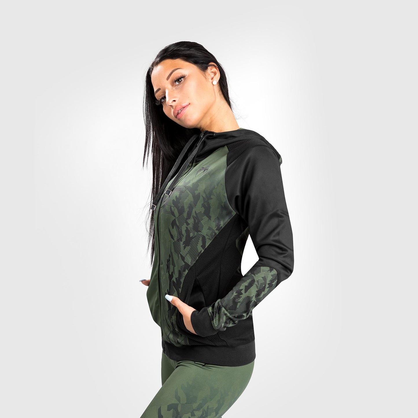 Felpa Con Cappuccio Con Zip Donna UFC Venum Authentic Fight Week - Verde