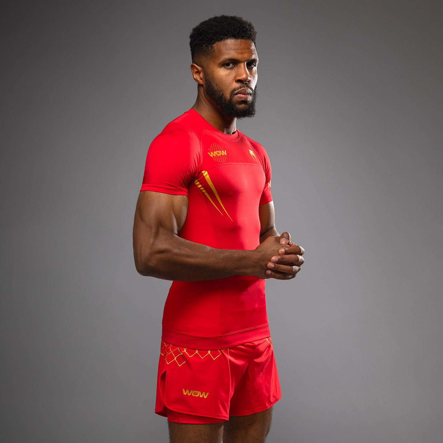 Venum x WOW FC Maglietta a Maniche Corte Rashguard - Fury Red/ Gold