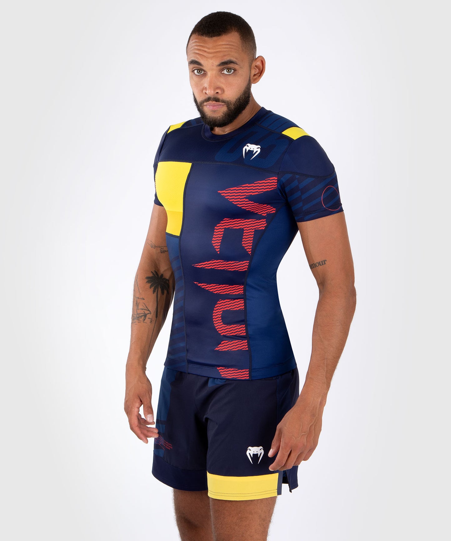 Venum Sport 05 Maglietta a Compressione a Maniche Corte - Blu/Giallo