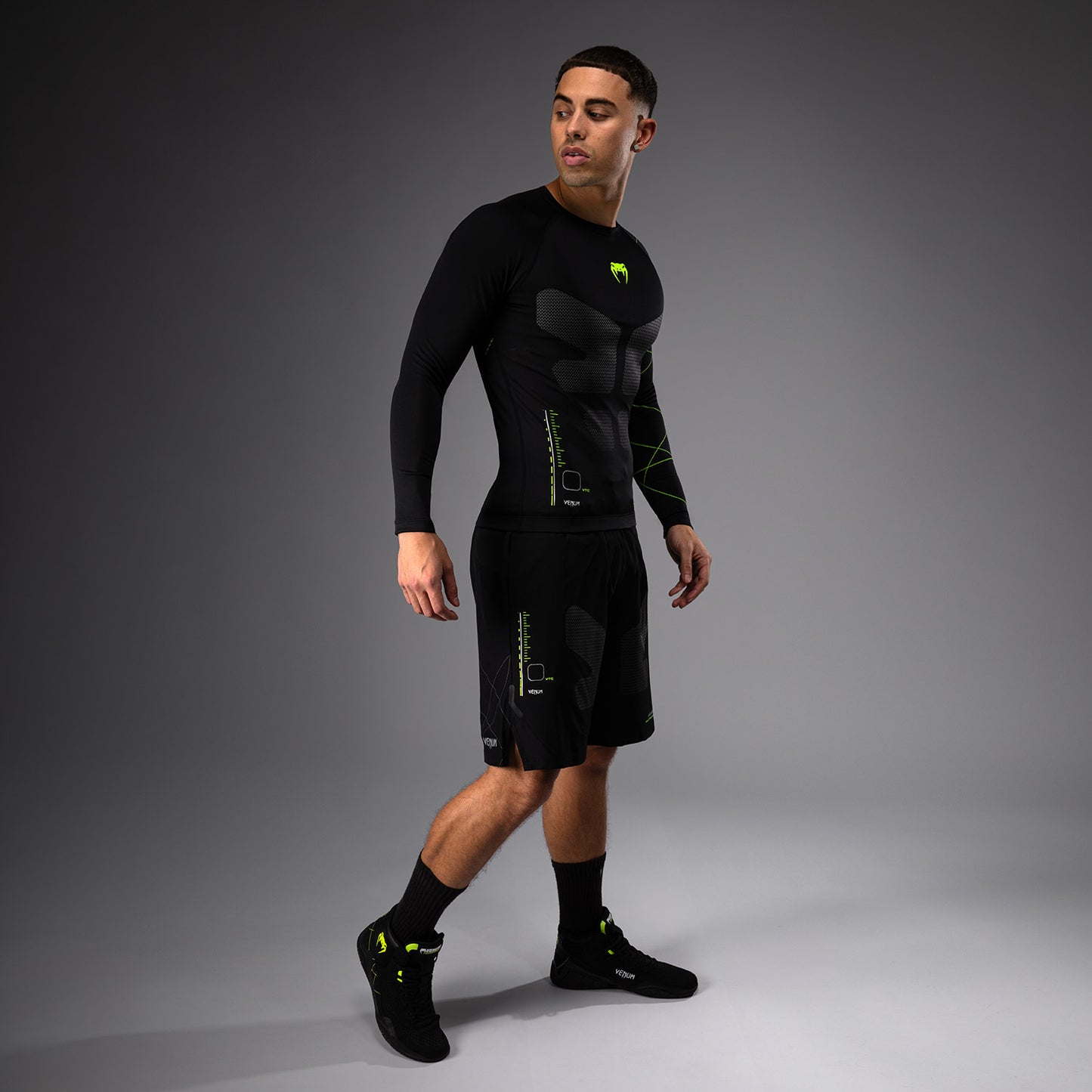 Venum Training Camp 4.0 Rashguard a maniche lunghe - Nero/Verde chiaro