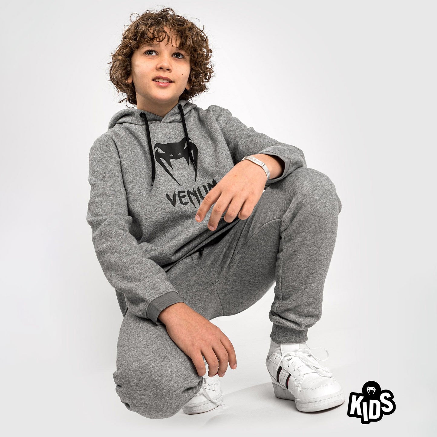Felpa con cappuccio Venum Classic Logo - Per bambini - Grigio Mélange Chiaro