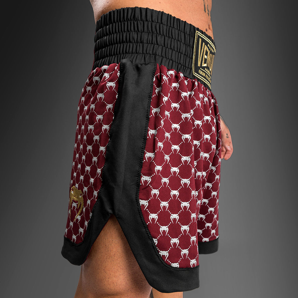 Pantaloncini da boxe Monogram Venum - Nero/Bordeaux