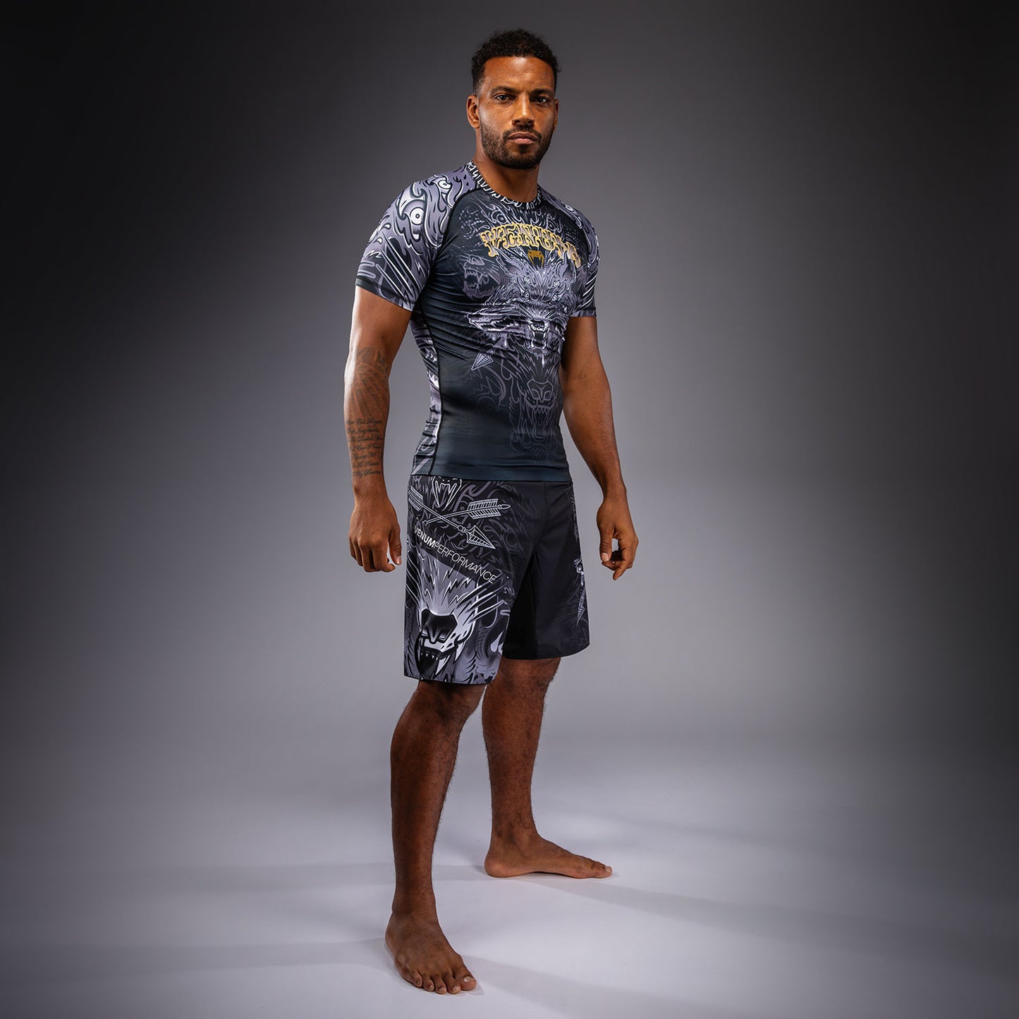 Venum Wolf Atak Rashguard a Maniche Corte – Nero/Grigio