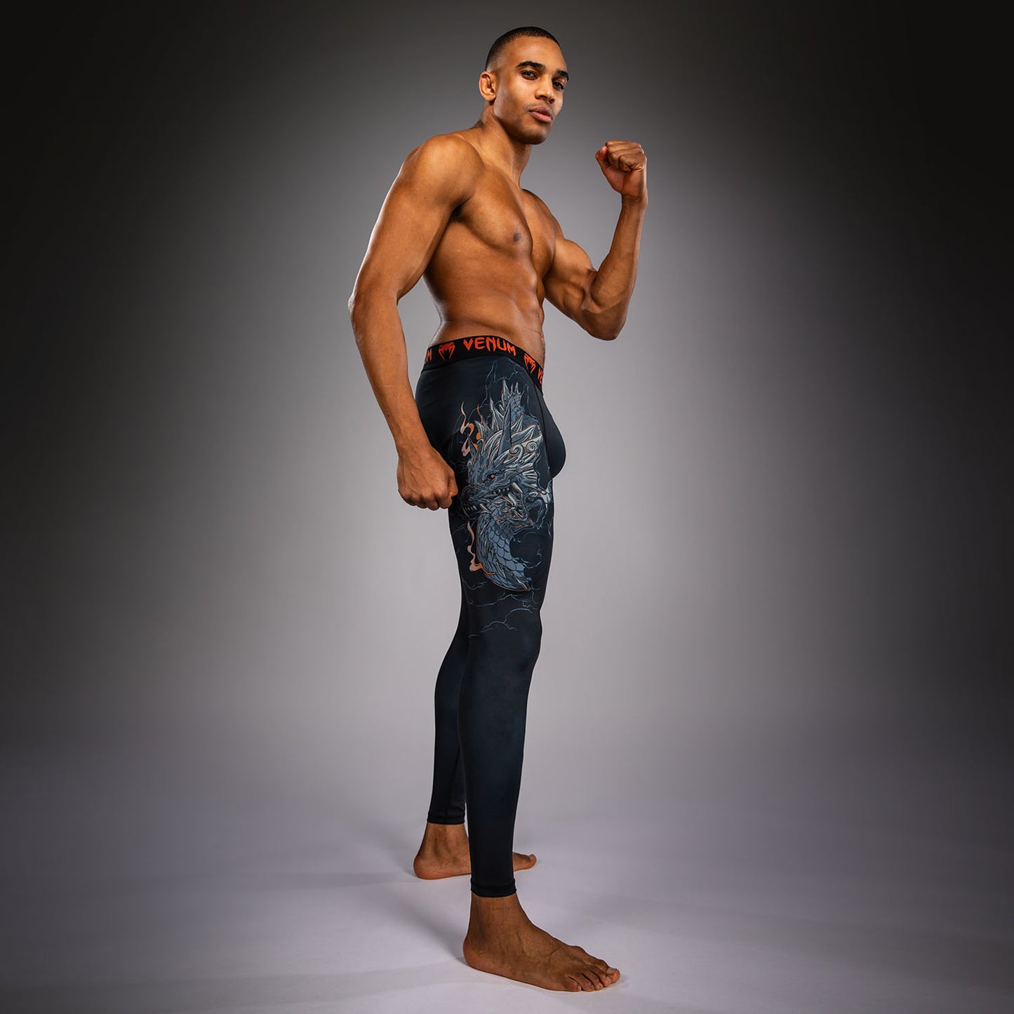 Venum Thunder Dragon Pantaloni a Compressione – Nero/Grigio/Rame