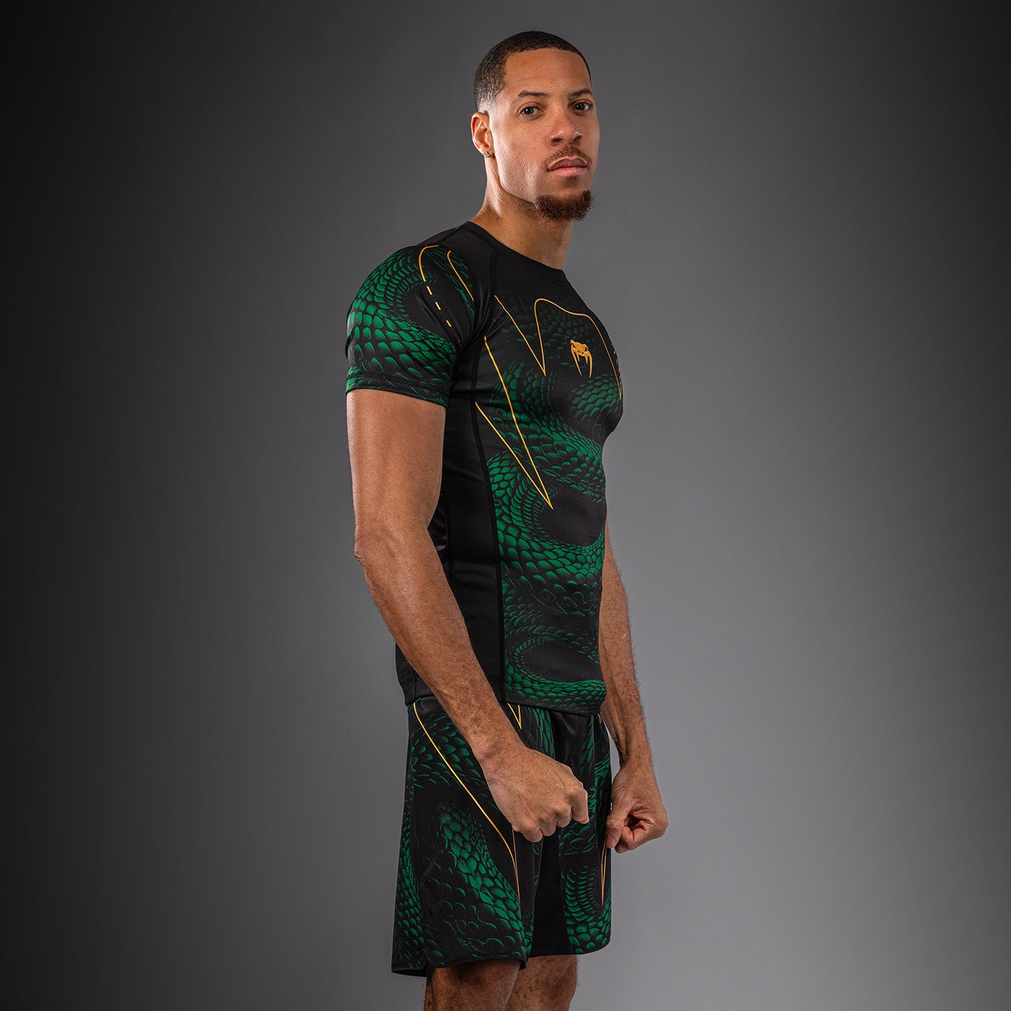 Venum Matupa Rashguard a Maniche Corte - Nero/Verde/Oro