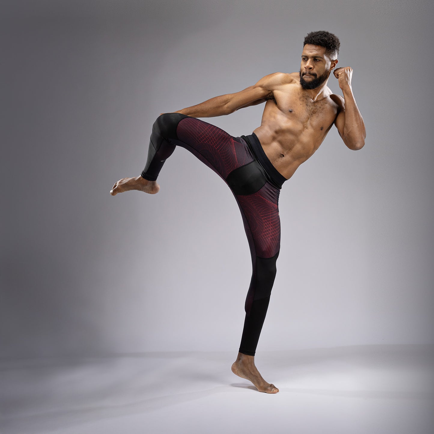 Venum G-Fit Air Pantaloni a compressione - Nero Profondo/Rosso Fuoco