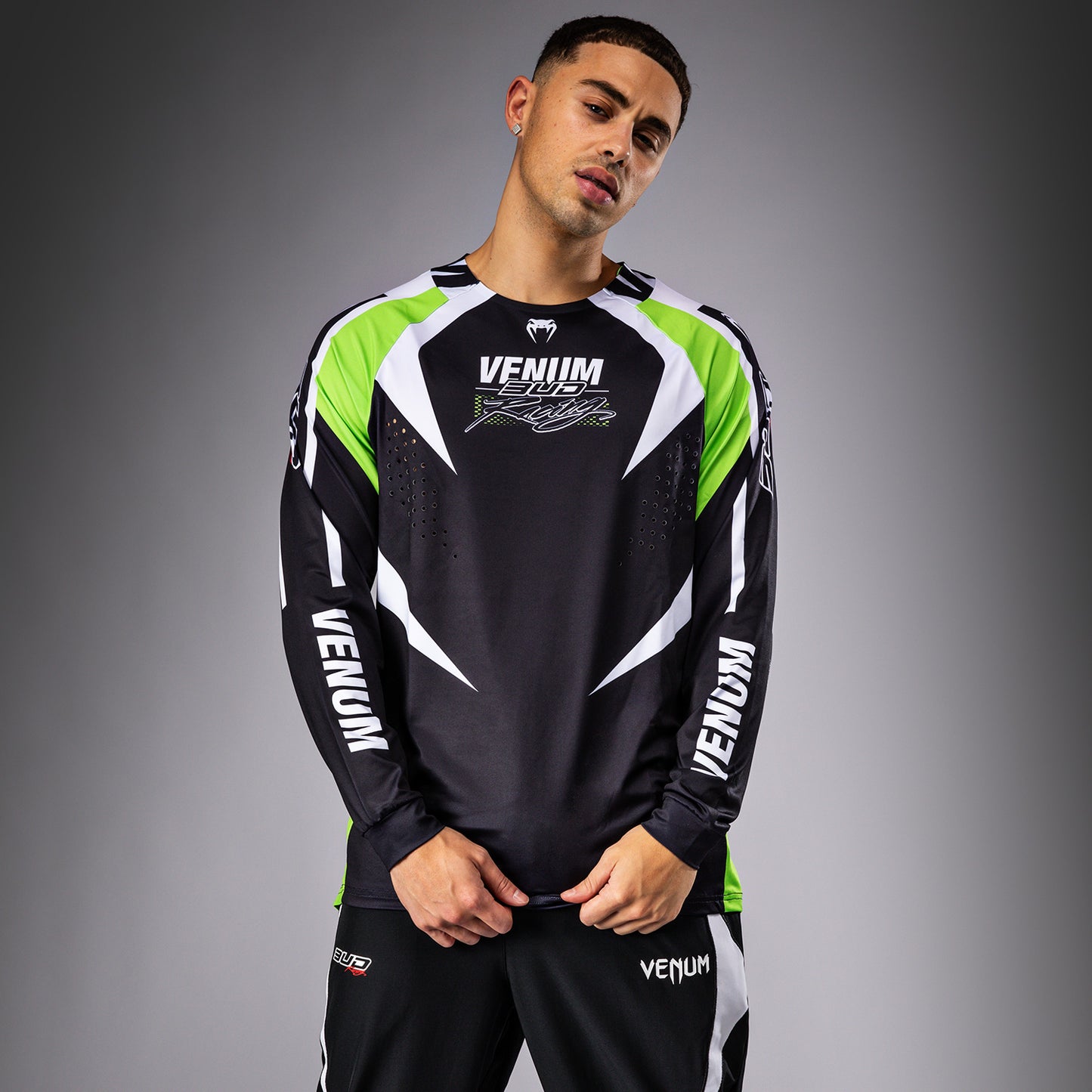 Venum x Bud Racing Maglietta Dry-Tech Uomo - Nero/Bianco/Verde lime