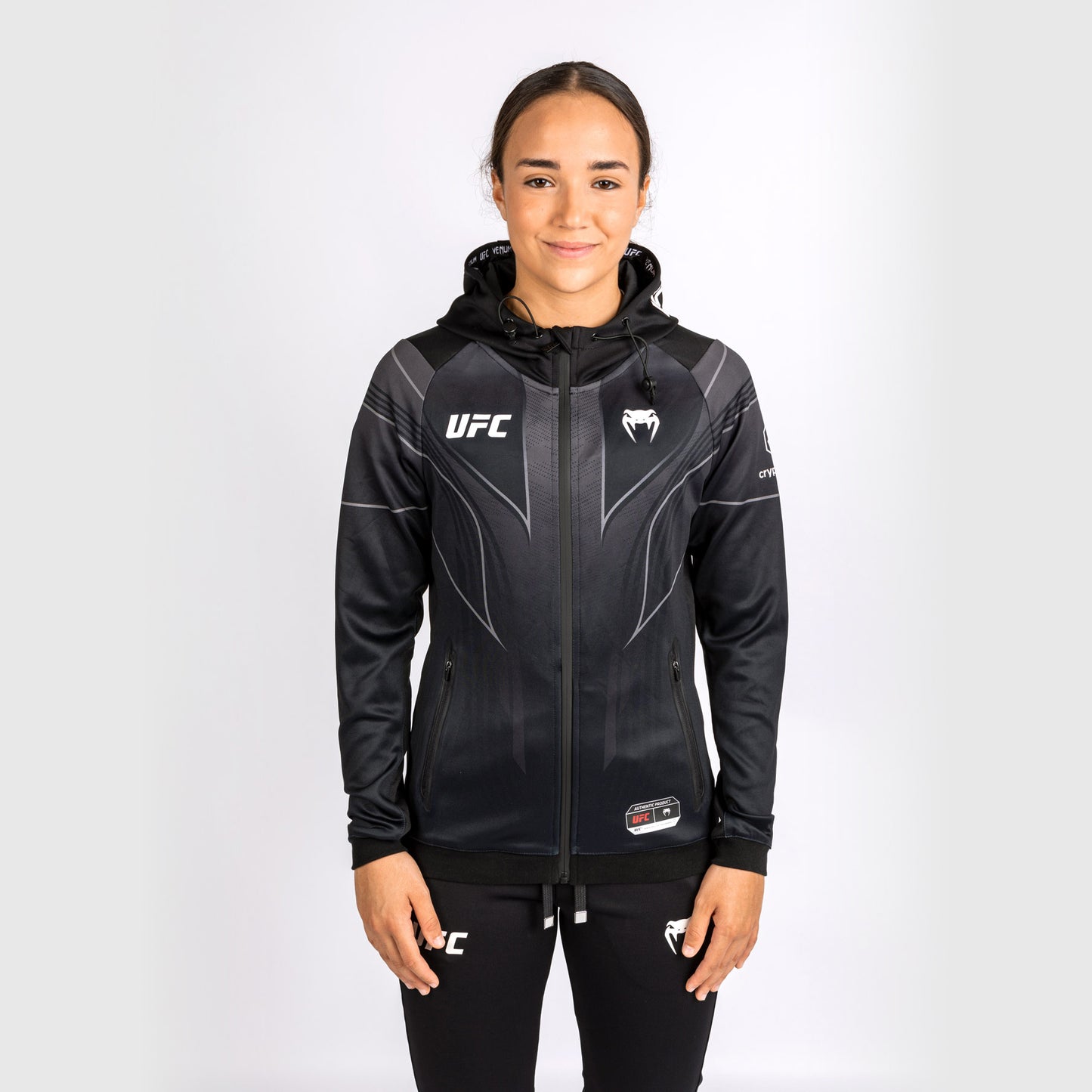 Felpa con cappuccio UFC Venum personalizzata Authentic Fight Night 2.0 Donna - Nero