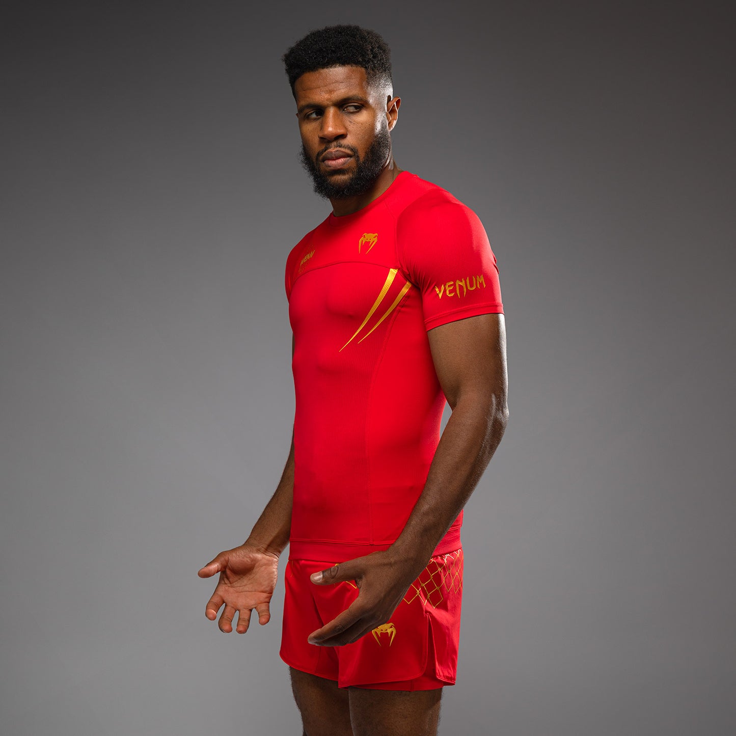 Venum x WOW FC Maglietta a Maniche Corte Rashguard - Fury Red/ Gold
