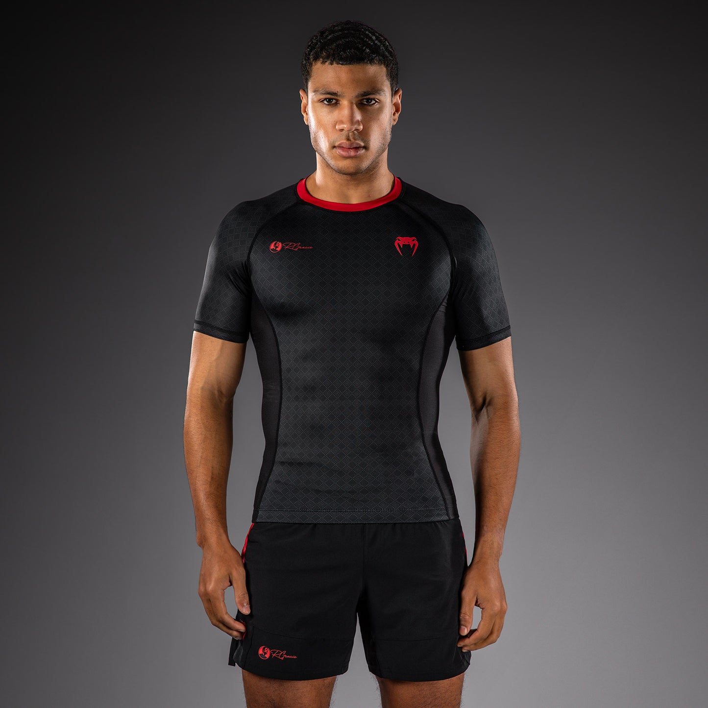 Venum x Roger Gracie Signature Rashguard a Maniche Corte - Nero/Rosso