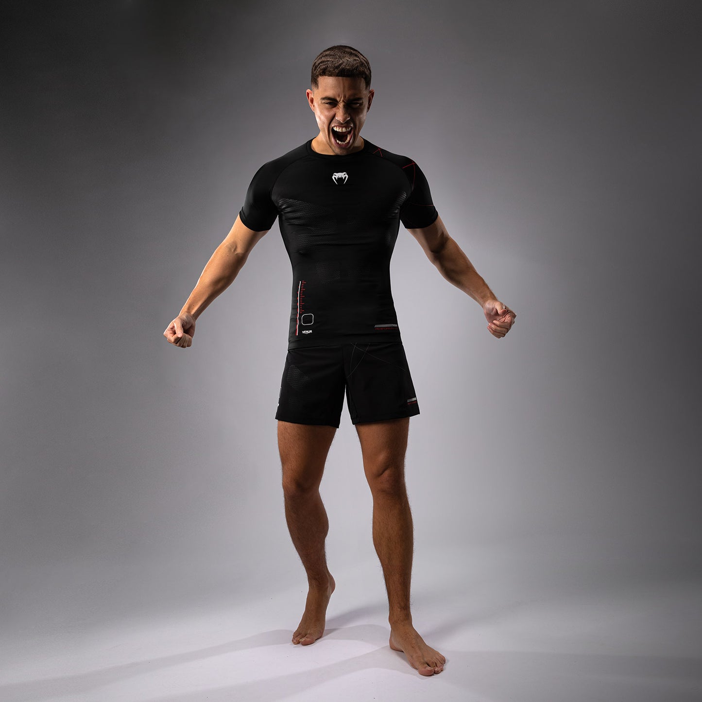 Venum Tactical XT Rashguard a maniche corte - Nero/Rosso fuoco