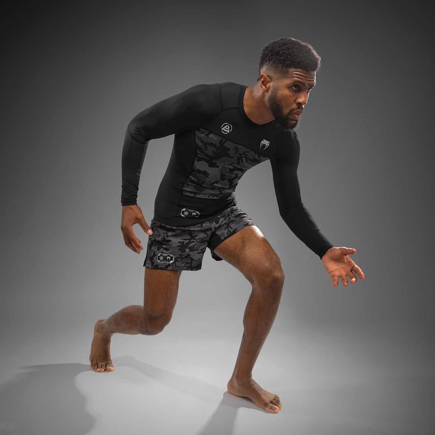 Venum x Polaris Maglia a Maniche Lunghe Rashguard - Nero/Grigio Tempesta