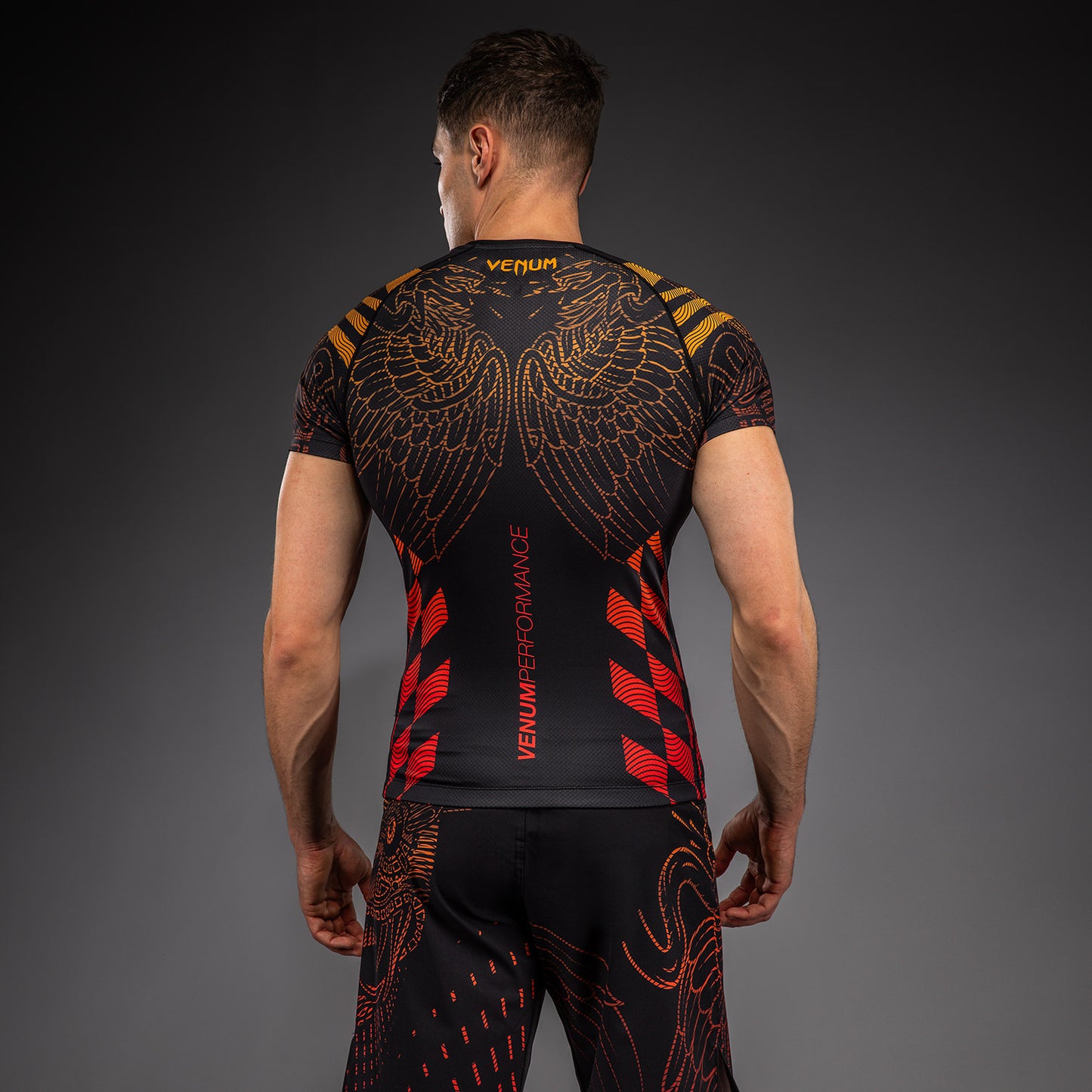 Venum Quetzal Fury Rashguard a Maniche Corte - Nero/Rosso Fury/Arancione