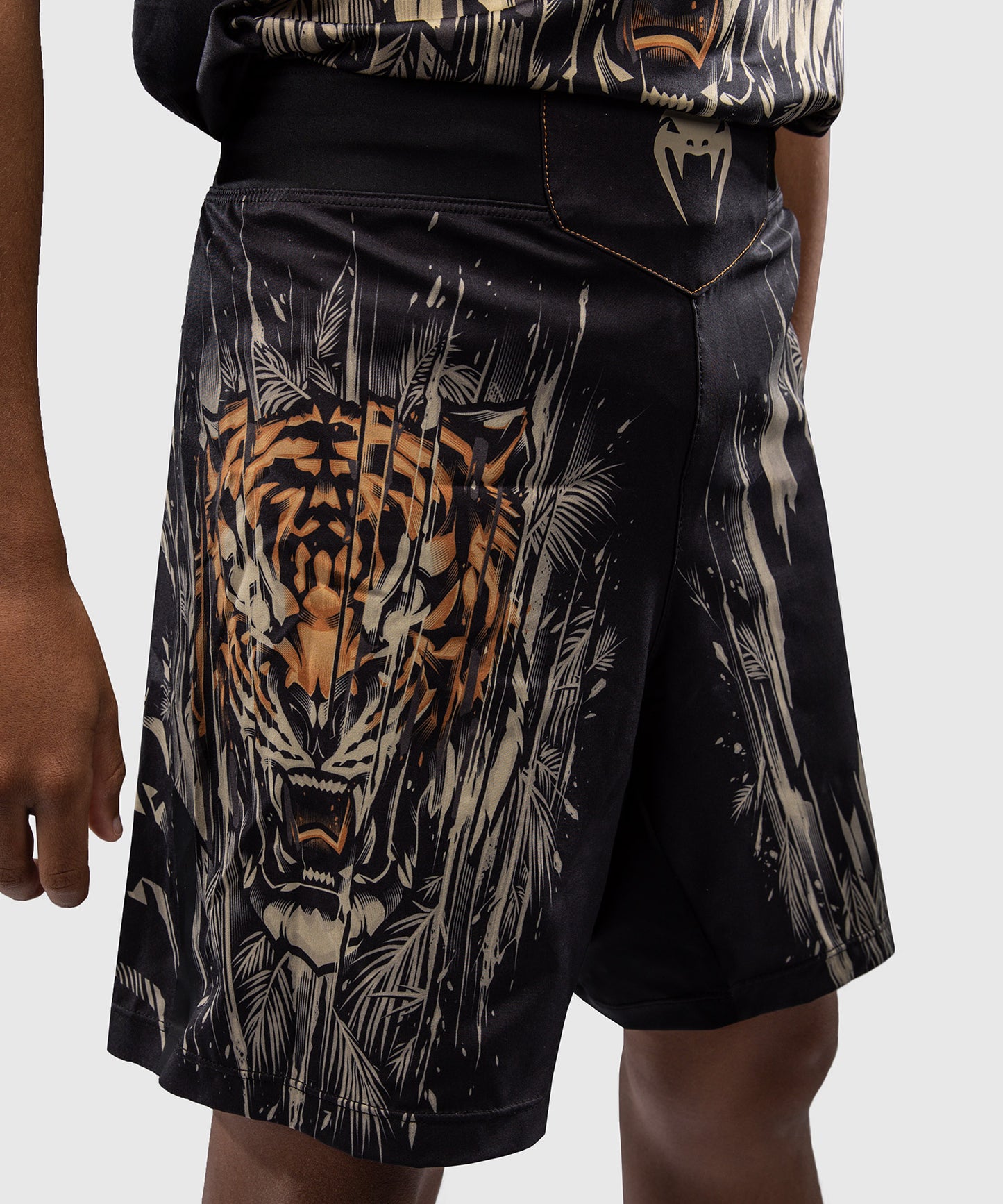 Venum Tiger Pantaloni da Combattimento Bambini - Nero/Arancione Neon