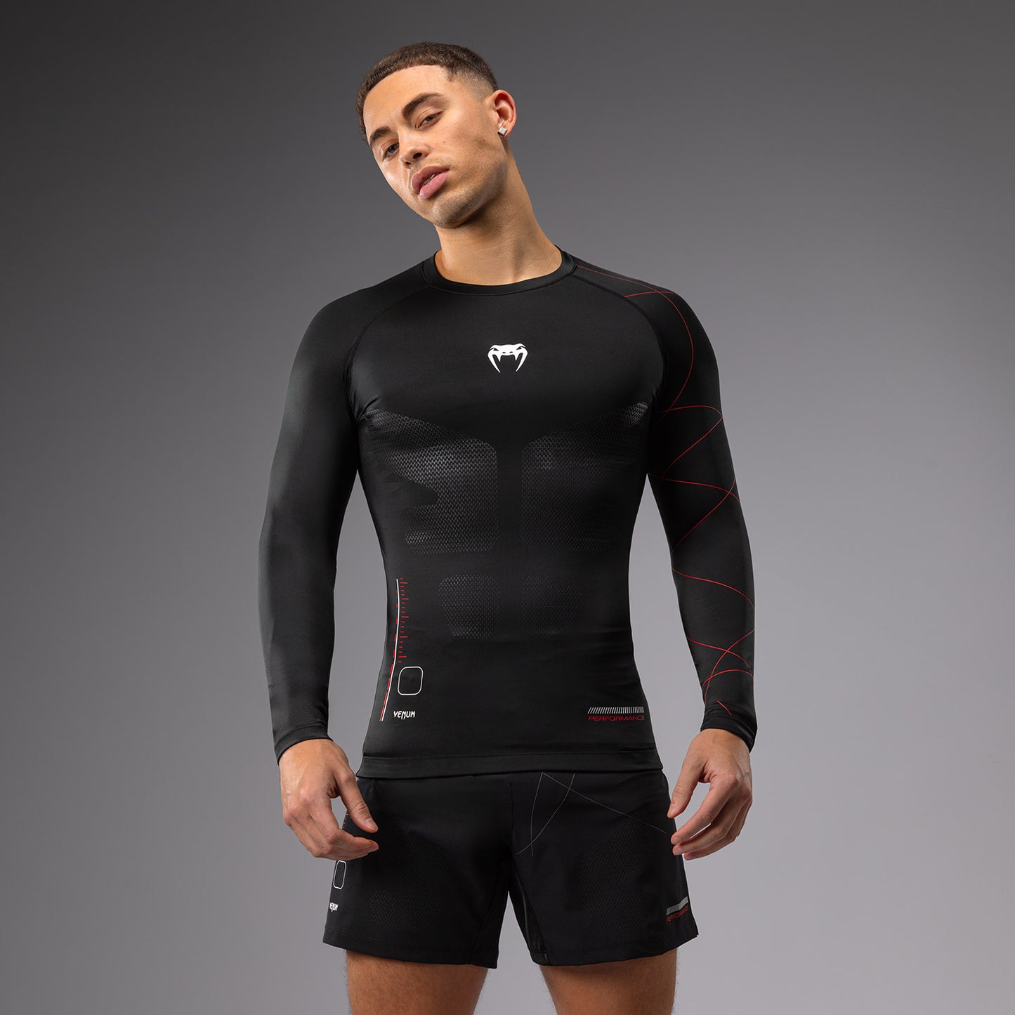 Venum Tactical XT Rashguard a maniche lunghe - Nero/Rosso Fuoco