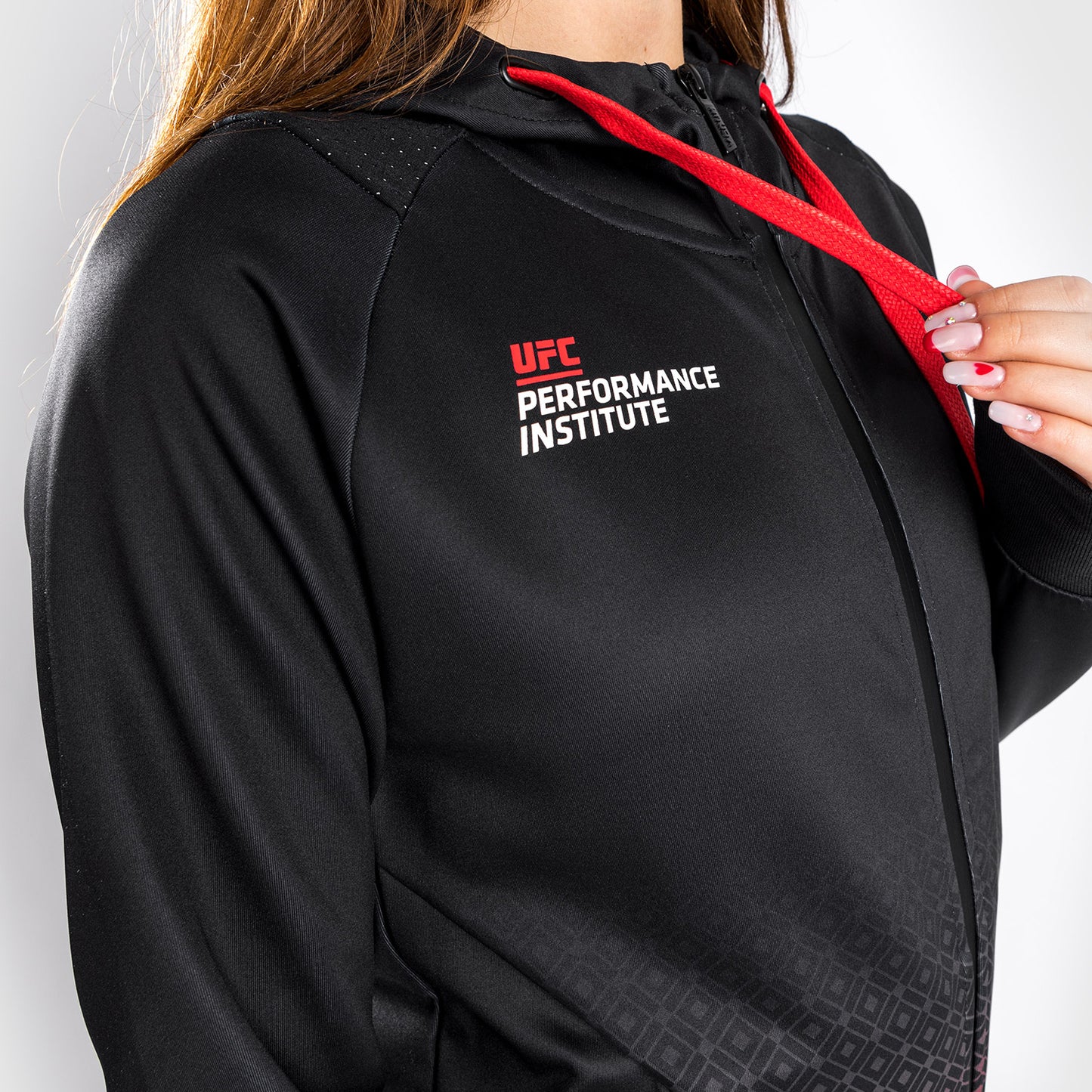 Felpa Con Cappuccio Venum UFC Performance Institute - Per Donna - Nero/Rosso