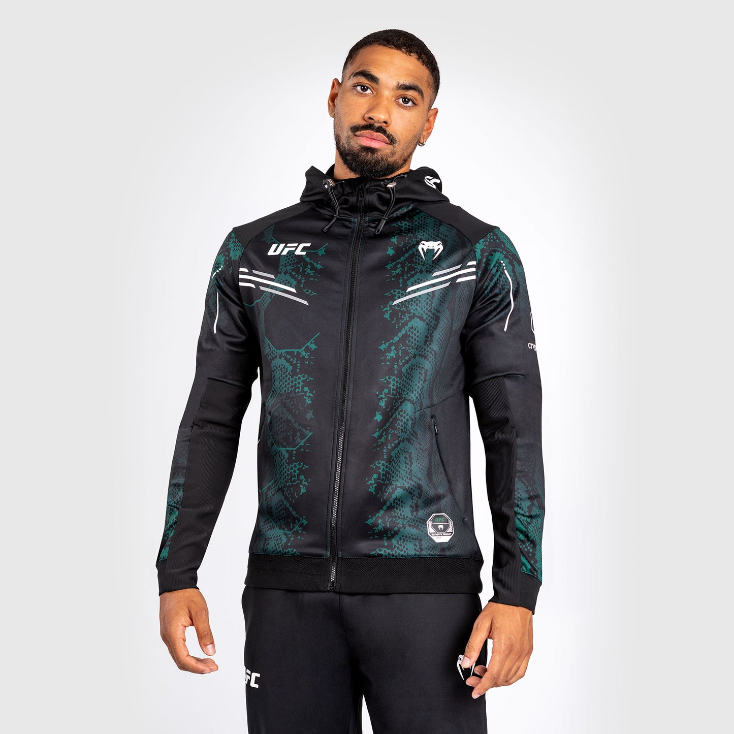 UFC Adrenaline by Venum Authentic Fight Night Felpa con cappuccio per Uomo - Emerald Edition - Verde/Nero
