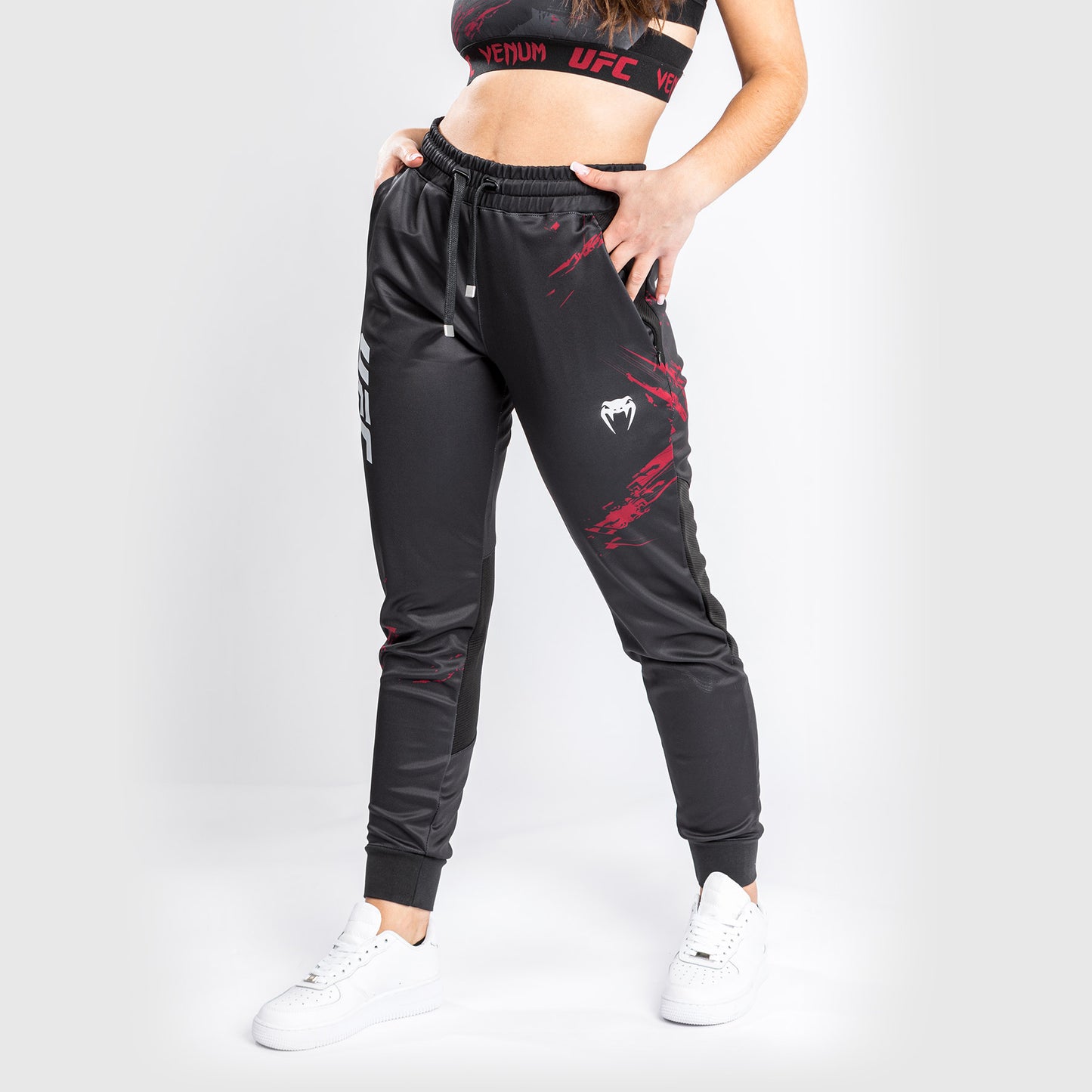 Pantaloni jogger UFC Venum Authentic Fight Week 2.0 - Donna - Nero/Rosso