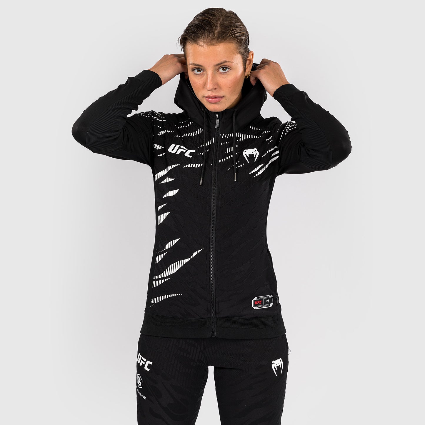 UFC Fusion by Venum Personalizzati Authentic Fight Night Felpa con Cappuccio per Donna - Nero