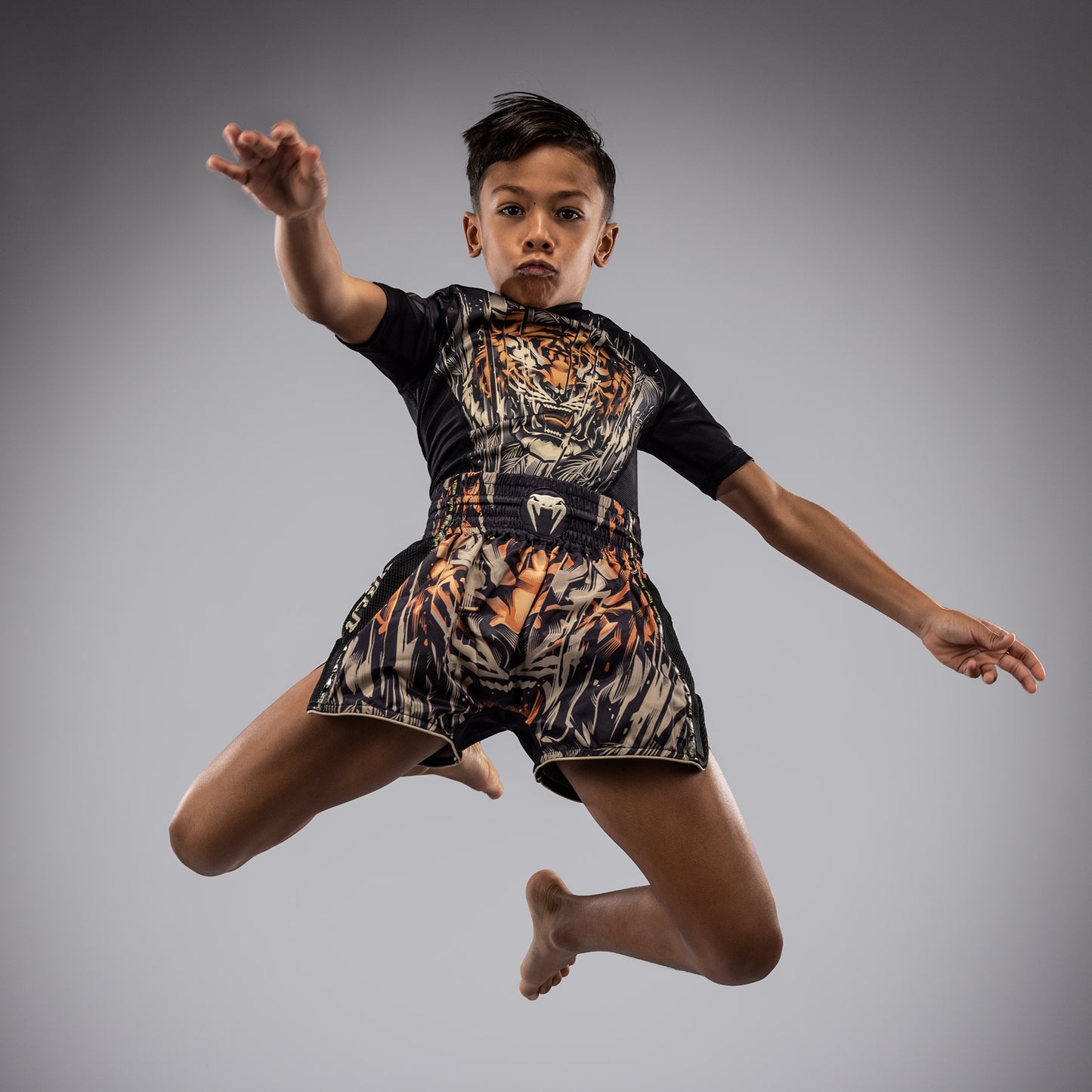 Venum Tiger Pantaloni Muay Thai Bambini - Nero/Arancione Neon