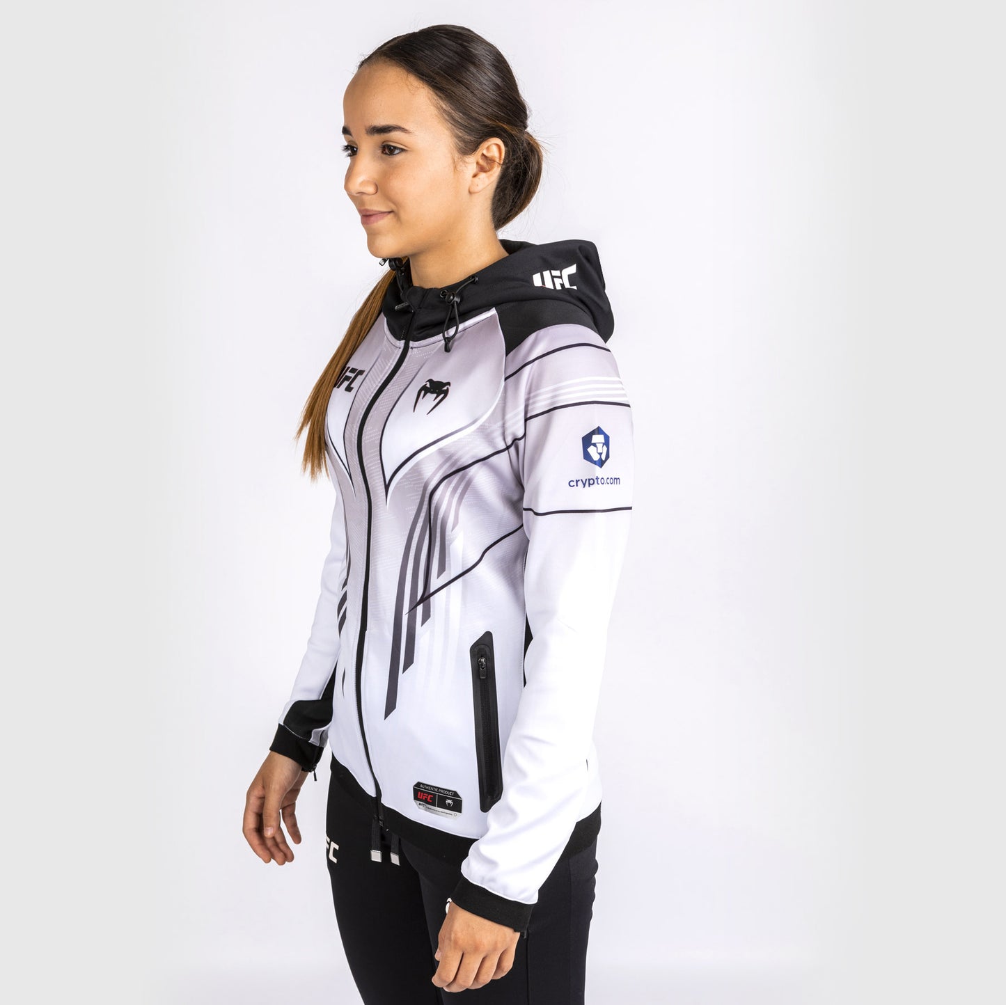 Felpa con cappuccio UFC Venum personalizzata Authentic Fight Night 2.0 Donna - Bianco