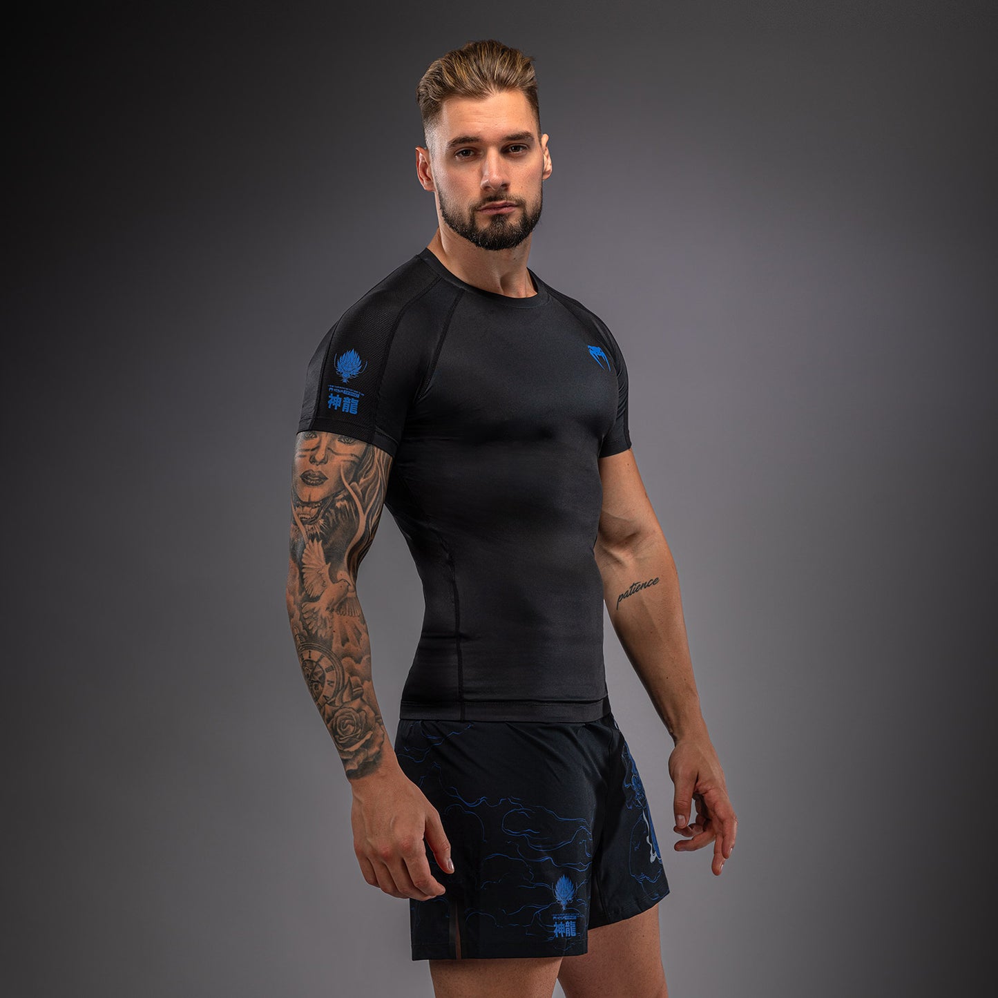 Venum Thunder Dragon Rashguard a Maniche Corte – Nero/Blu Reale