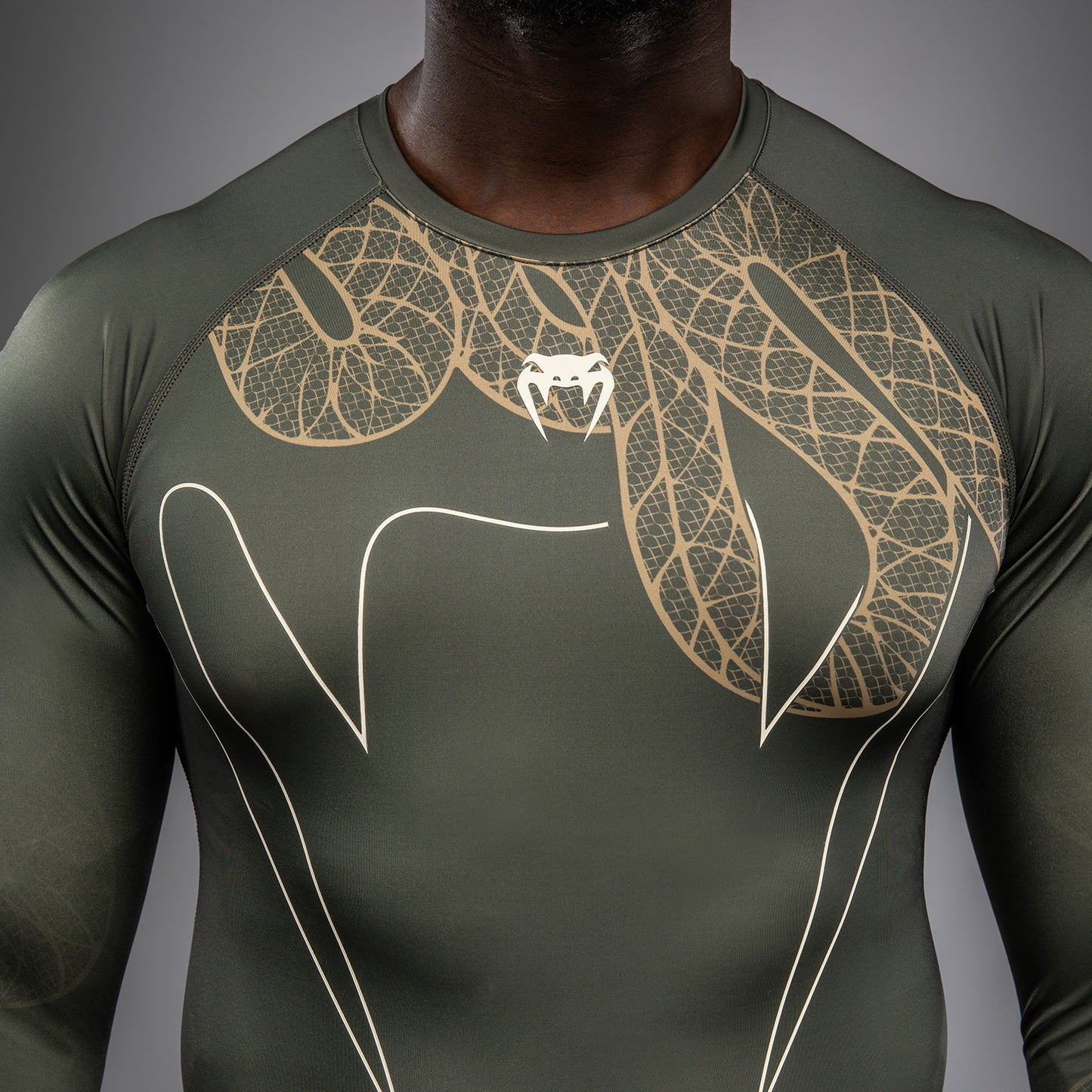 Venum Serpenti Rashguard a maniche lunghe – Kaki/Bronzo/Avorio