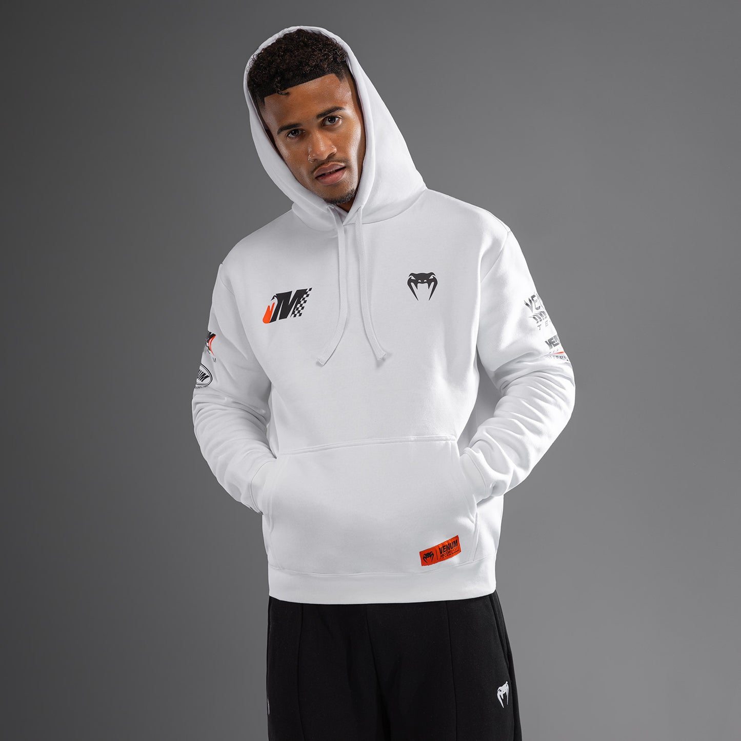 Venum Motorsport Felpa con Cappuccio - Bianco Neve