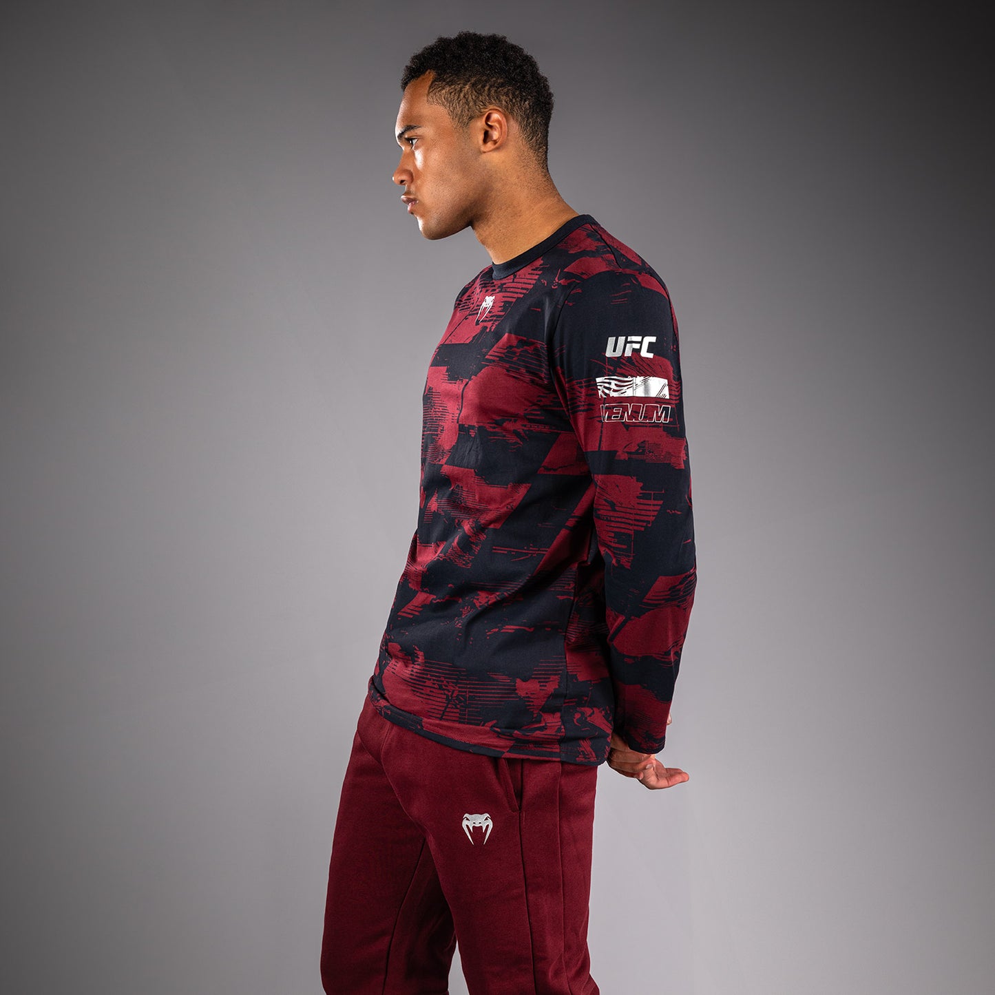 UFC Zenith by Venum Authentic Fight Week T-shirt maniche lunghe Uomo - Blu navy/Bordeaux/Argento