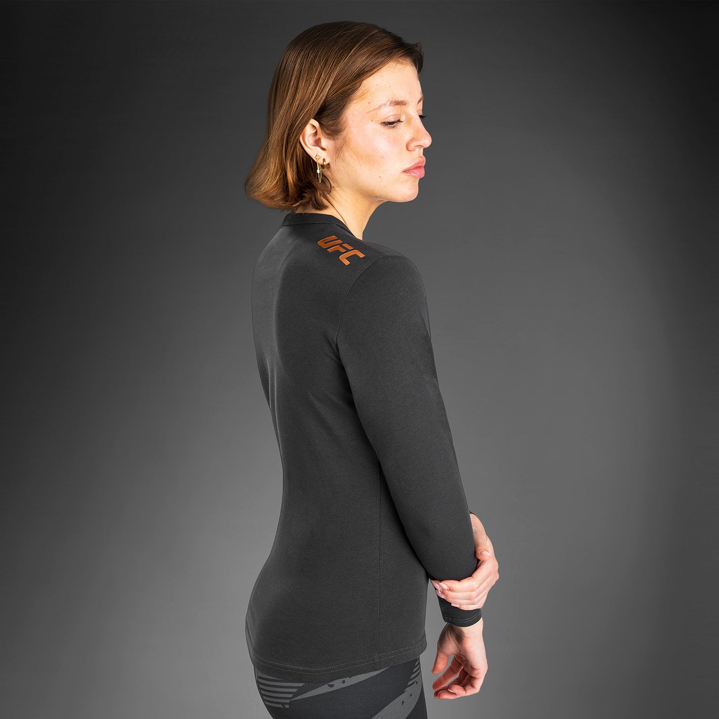 UFC Adrenaline by Venum Fight Week Maglietta A Manica Lunga In Cotone per Donna - Antracite Grigio