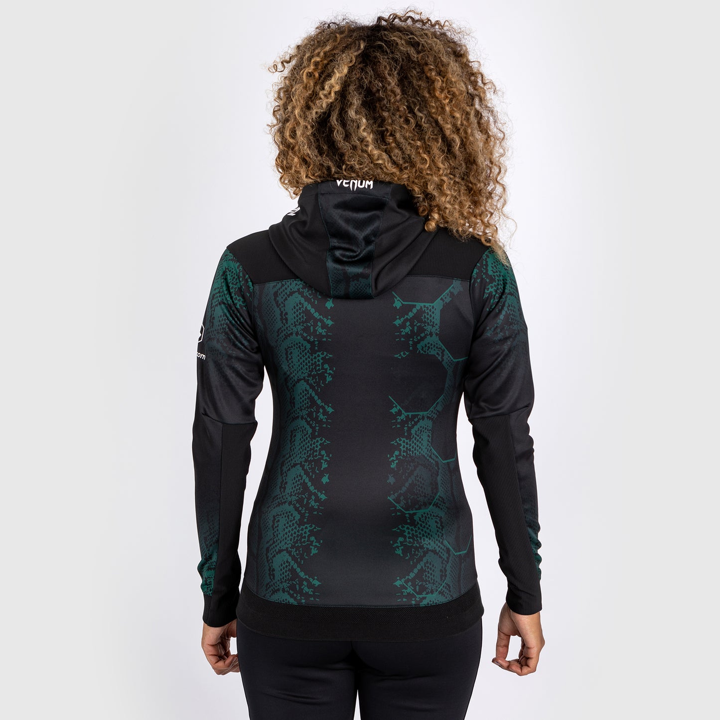 UFC Adrenaline by Venum Personalized Authentic Fight Night Felpa con cappuccio Walkout da donna - Emerald Edition - Verde/Nero