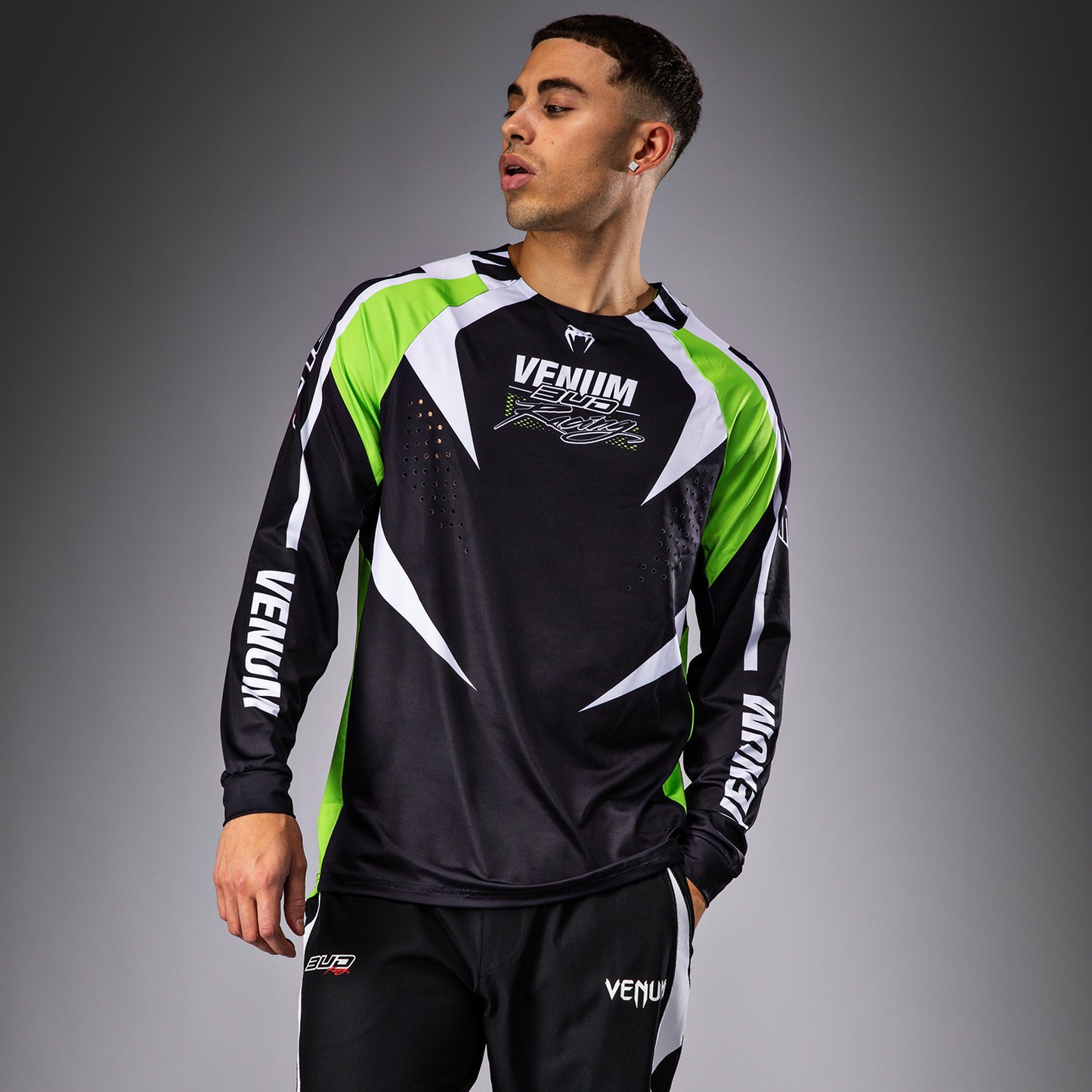 Venum x Bud Racing Maglietta Dry-Tech Uomo - Nero/Bianco/Verde lime