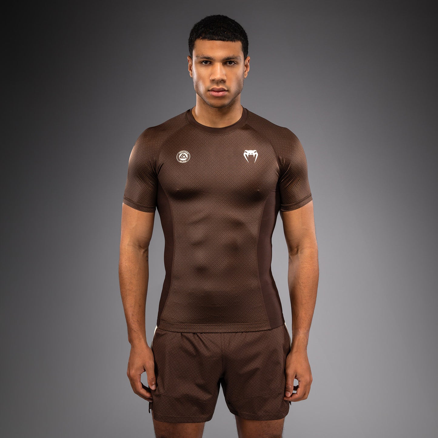 Venum x Roger Gracie Academy Rashguard a Maniche Corte - Marrone Scuro