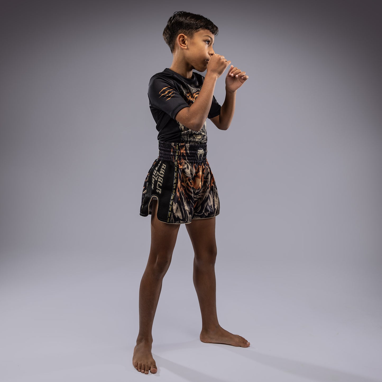 Venum Tiger Pantaloni Muay Thai Bambini - Nero/Arancione Neon