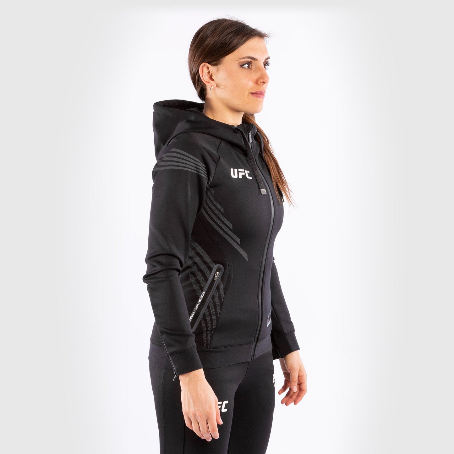 Felpa Con Cappuccio Walkout Donna Personalizzata UFC Venum Authentic Fight Night - Nero