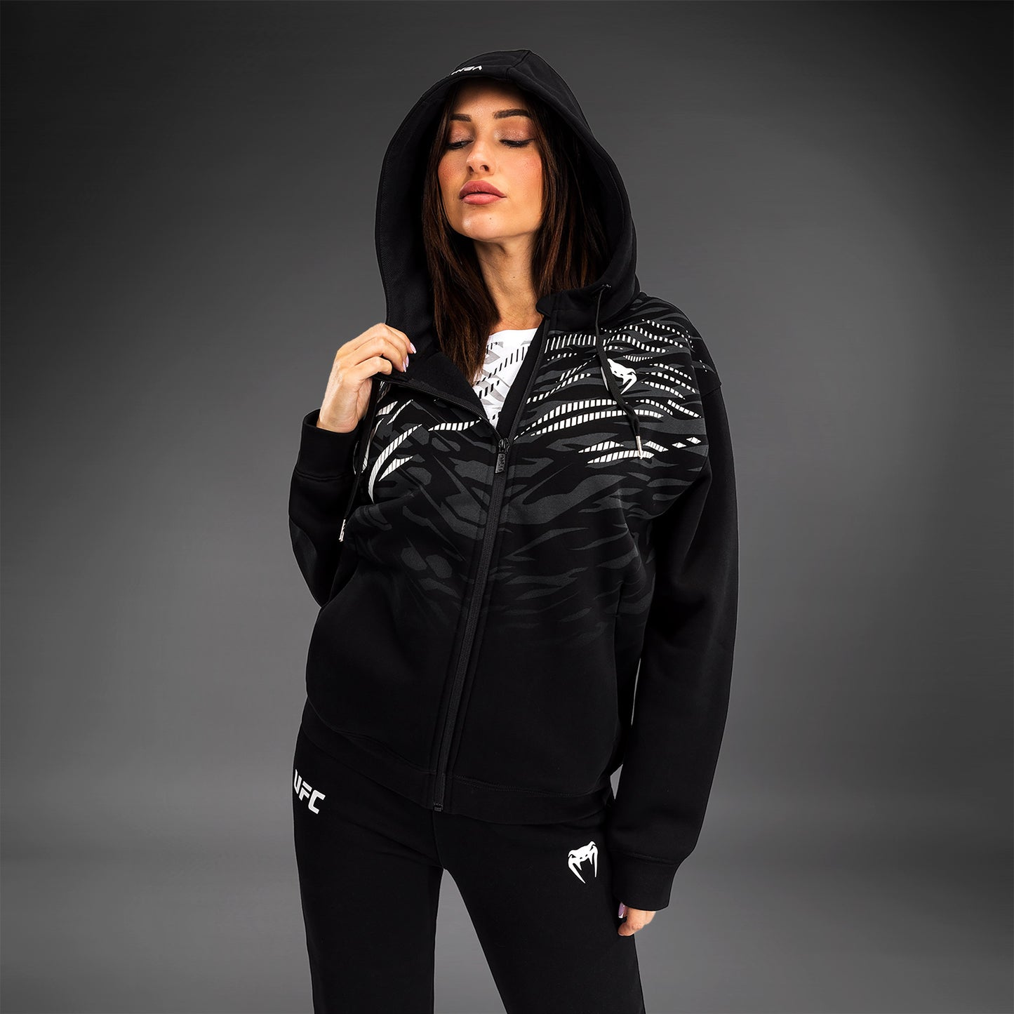 UFC Fusion by Venum Replica Felpa con Zip per Donna - Nero