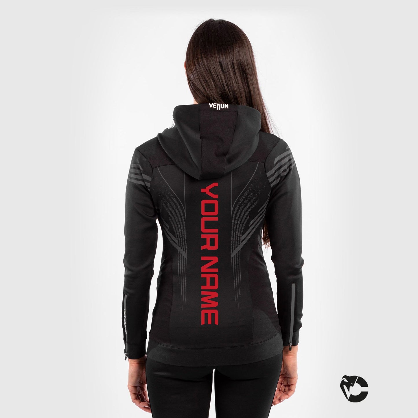 Felpa Con Cappuccio Walkout Donna Personalizzata UFC Venum Authentic Fight Night - Nero