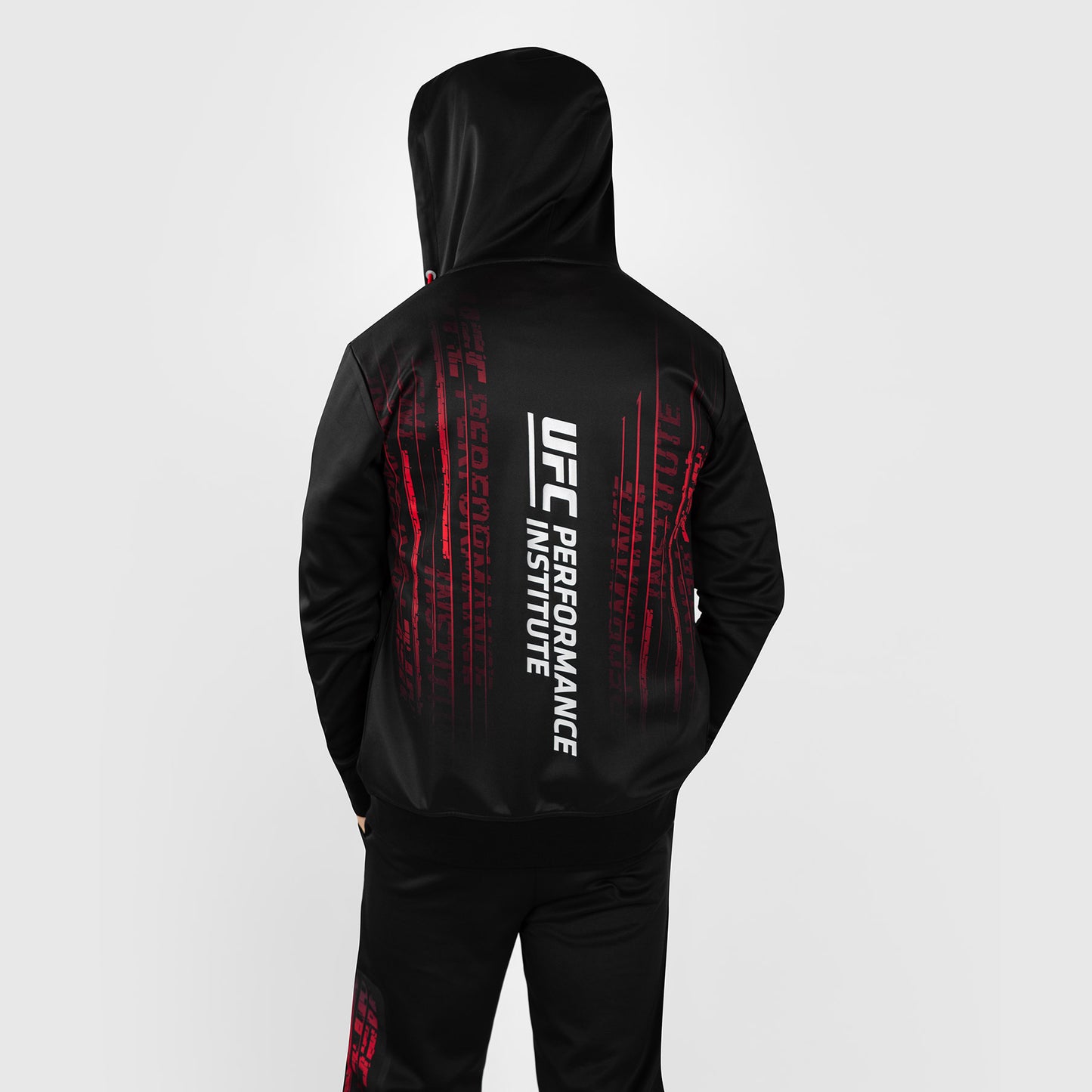 UFC Venum Performance Institute 2.0 Felpa con cappuccio con zip da uomo - Nero/Rosso