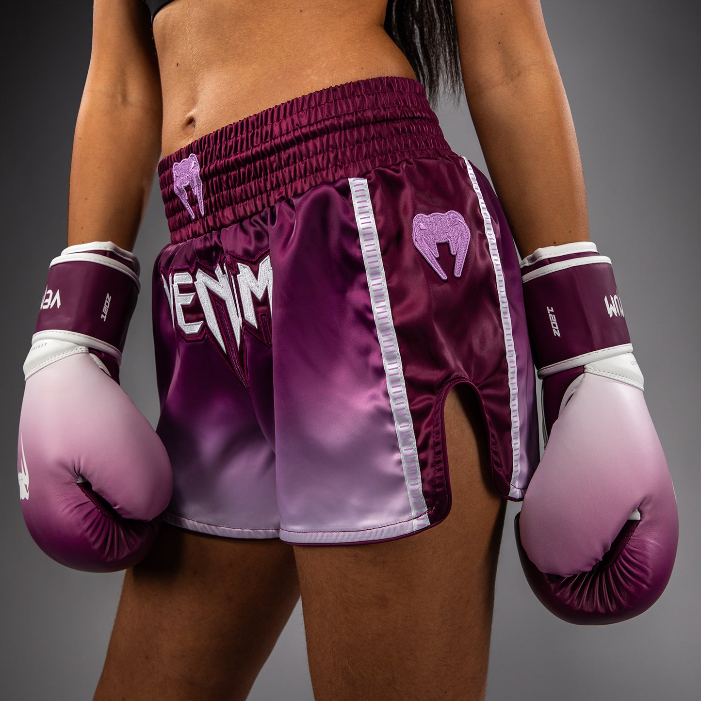 Venum Iris Pantaloncini Muay Thai - Prugna/Bianco