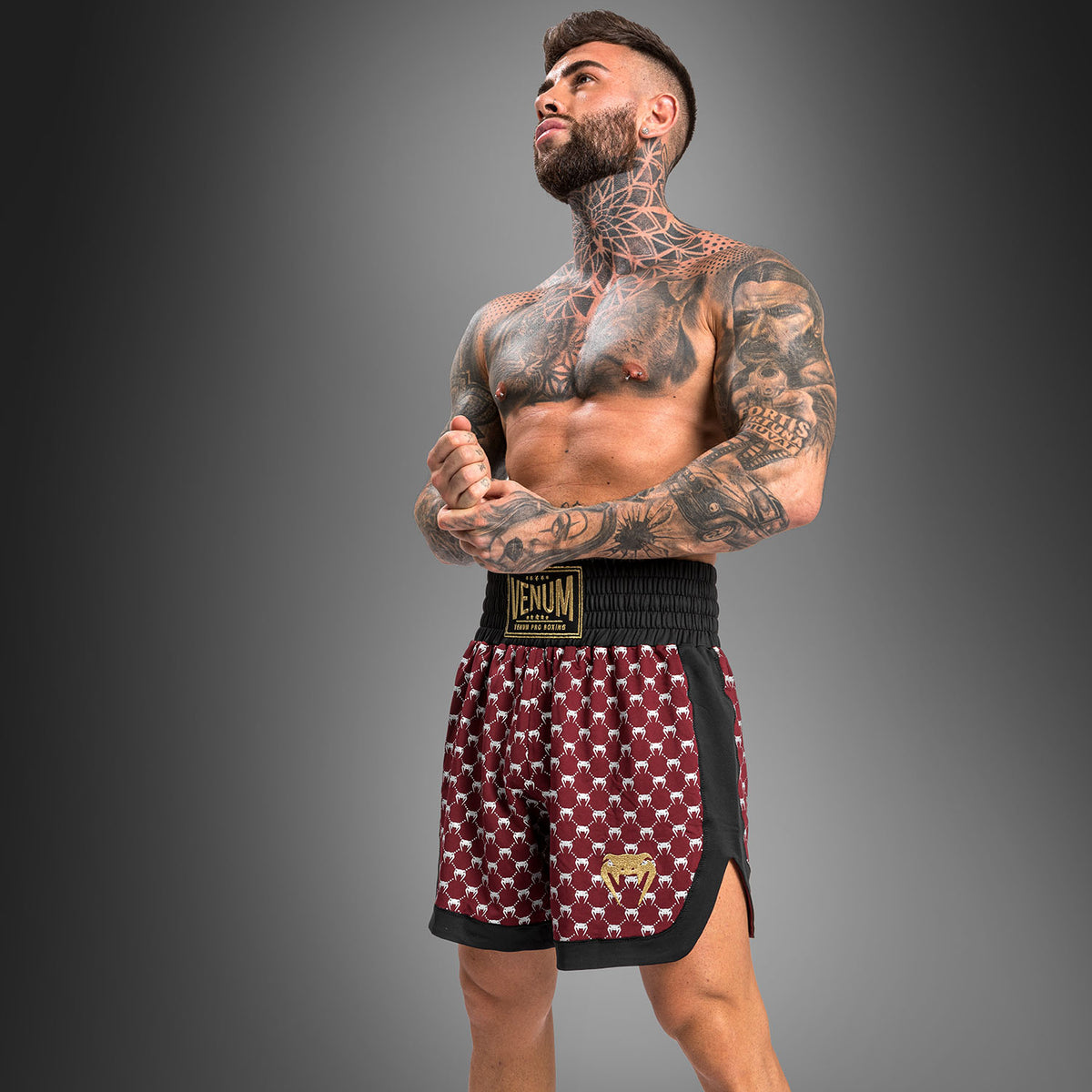 Pantaloncini da boxe Monogram Venum - Nero/Bordeaux